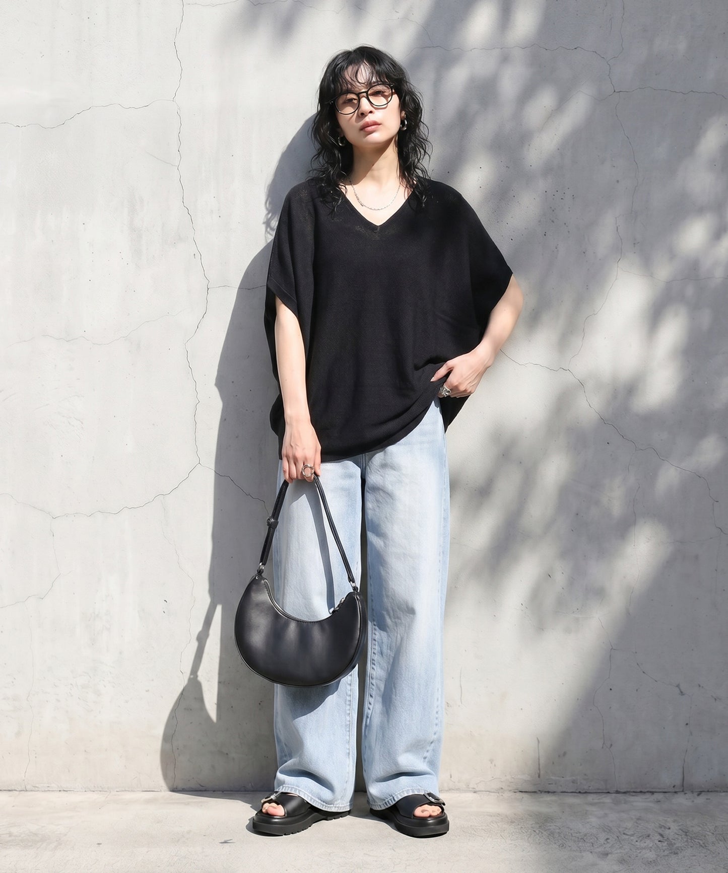 V-Neck Short-Sleeved Dolman Knit Ladies
