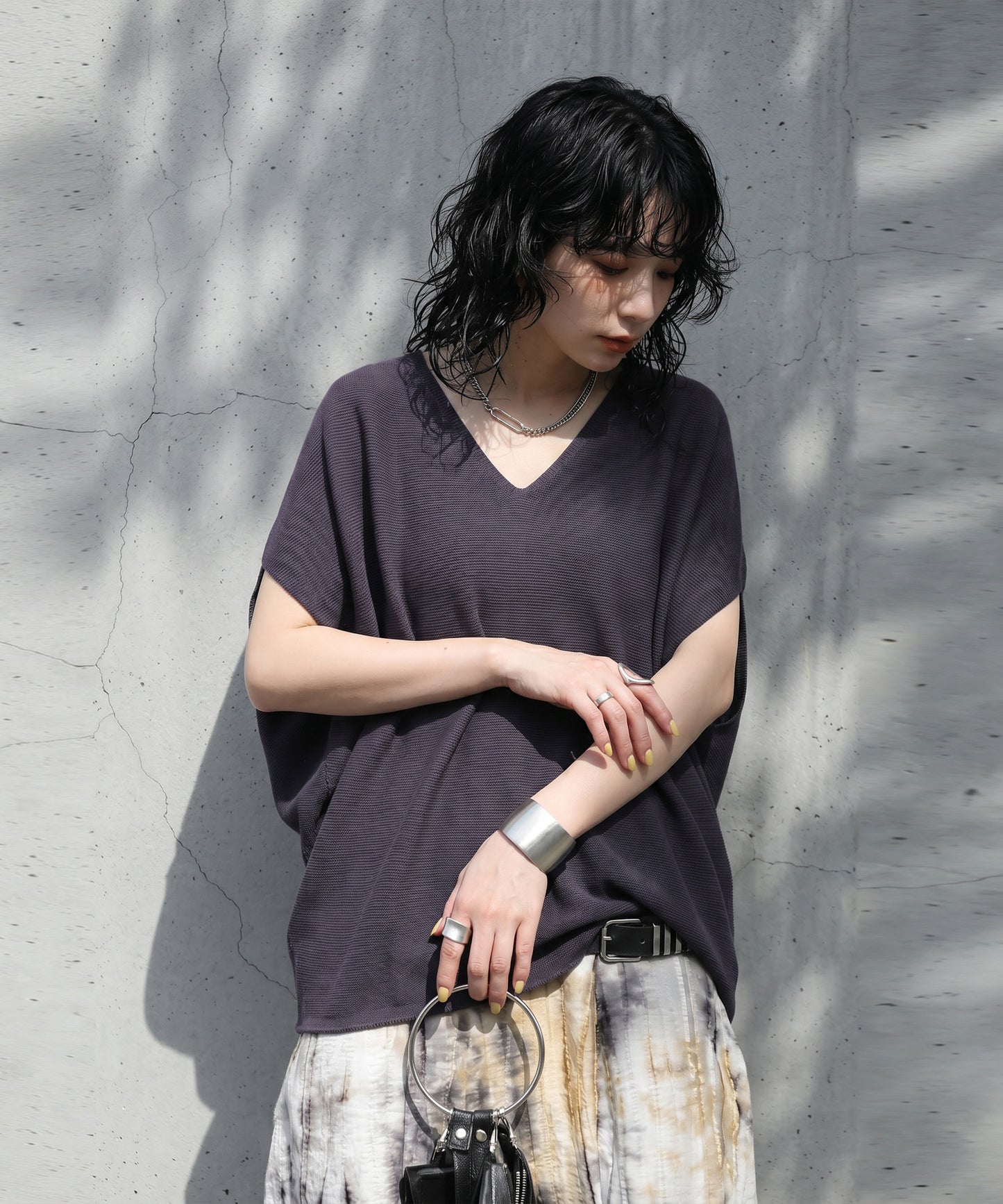 V-Neck Short-Sleeved Dolman Knit Ladies