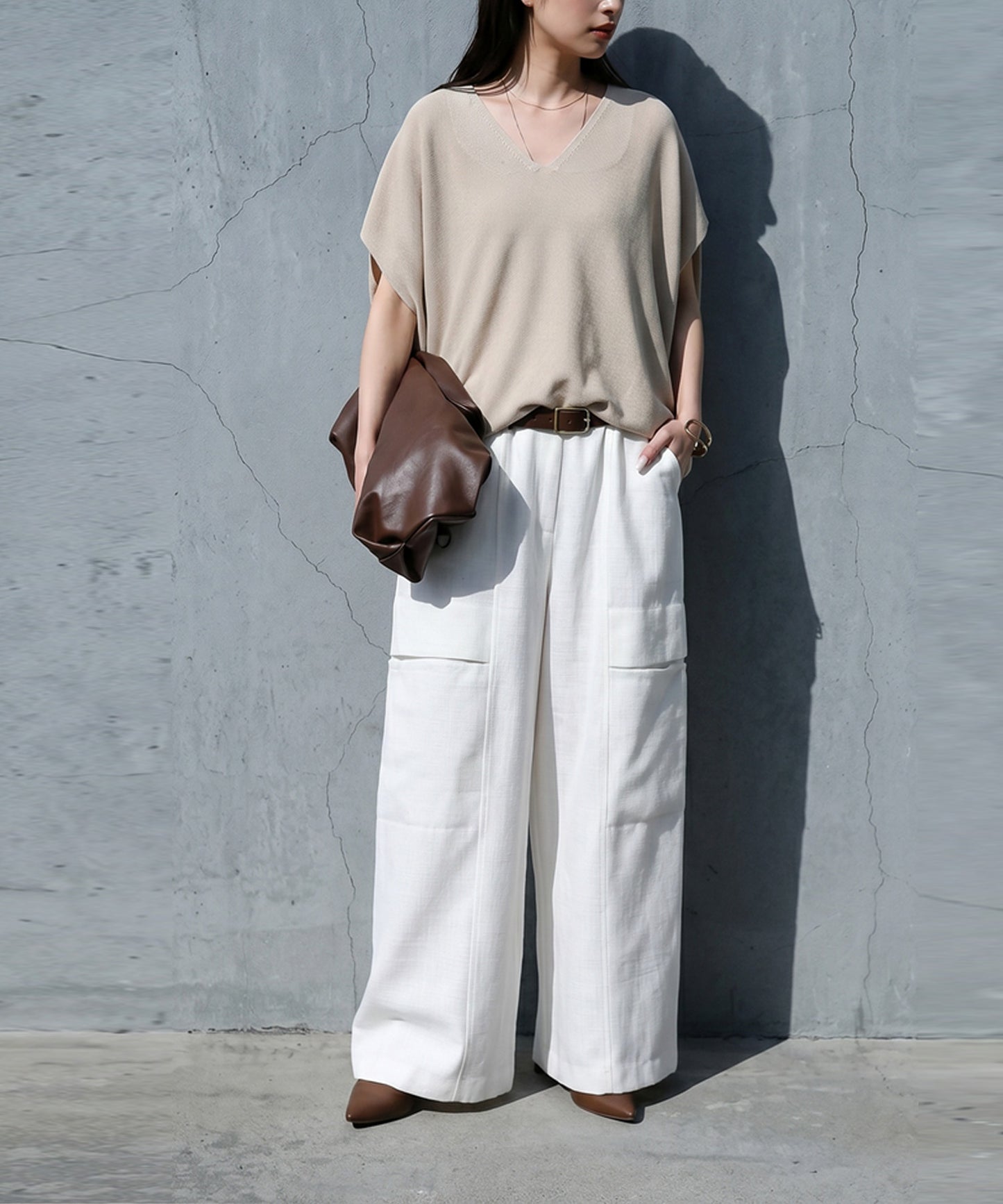 V-Neck Short-Sleeved Dolman Knit Ladies