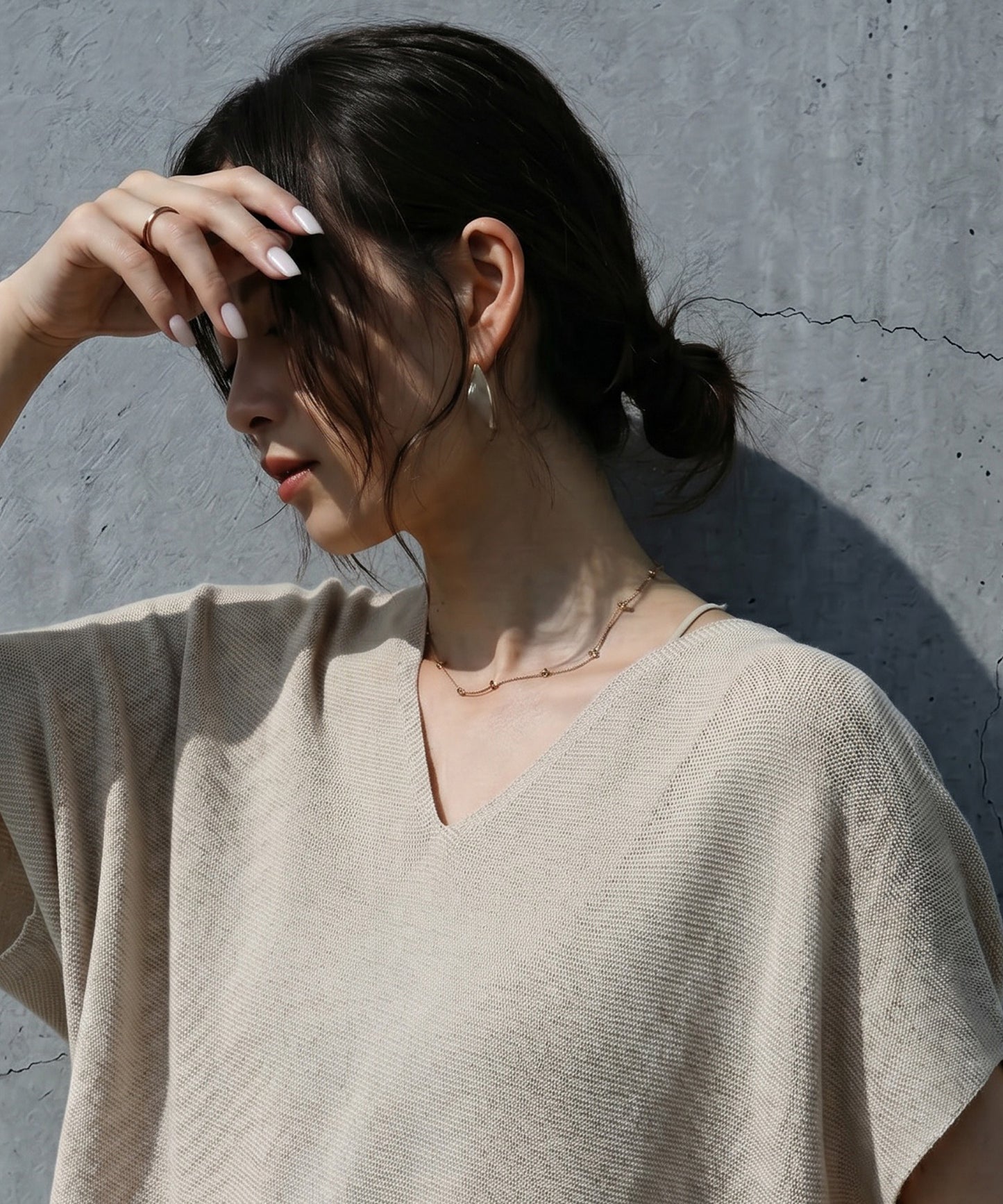 V-Neck Short-Sleeved Dolman Knit Ladies