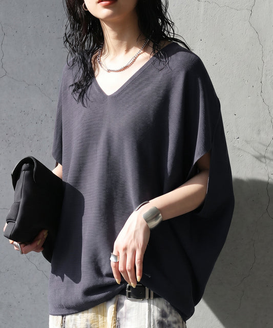 V-Neck Short-Sleeved Dolman Knit Ladies