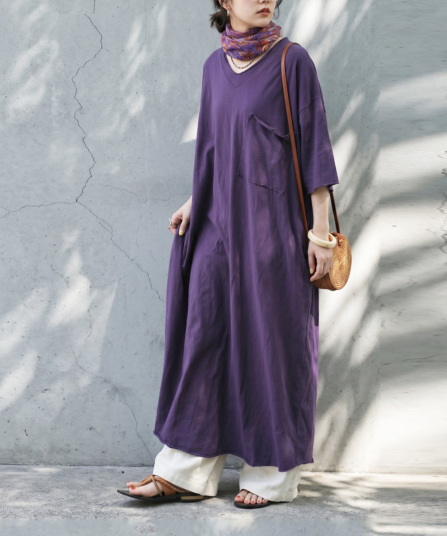 Long V-Neck Dress Ladies