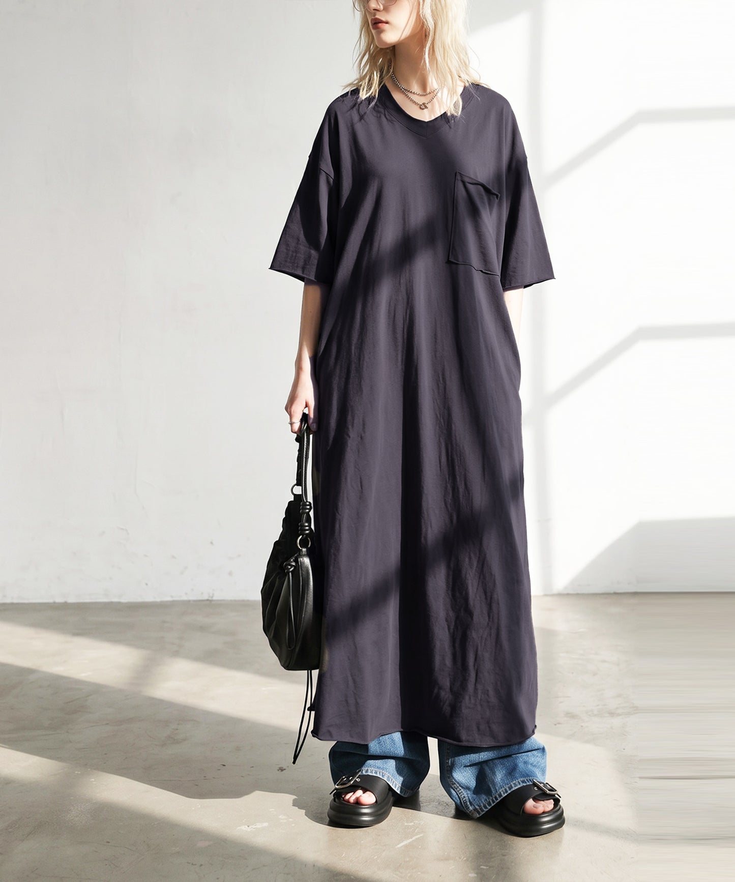 Long V-Neck Dress Ladies
