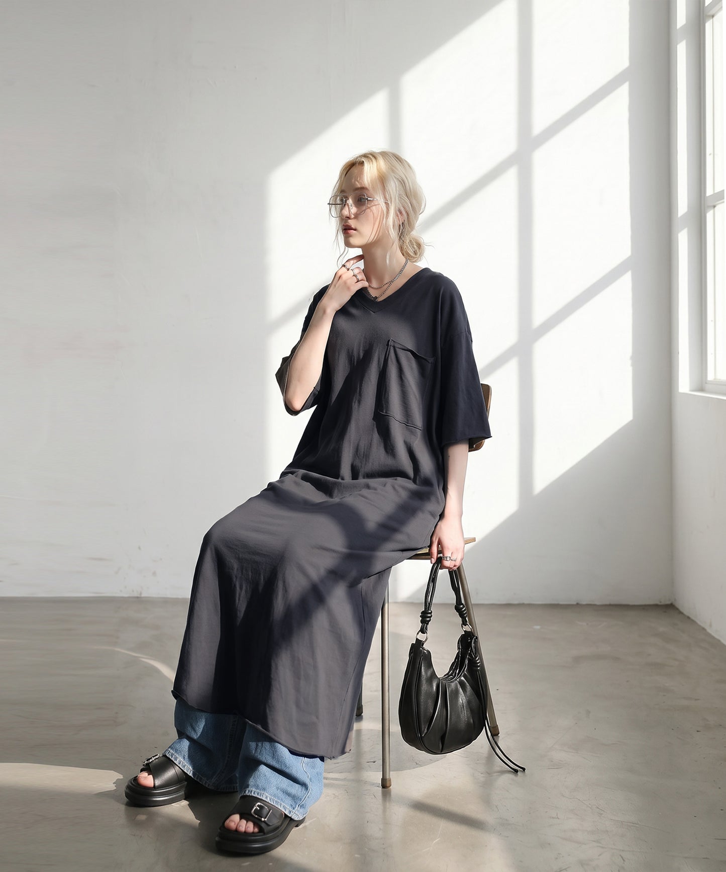 Long V-Neck Dress Ladies