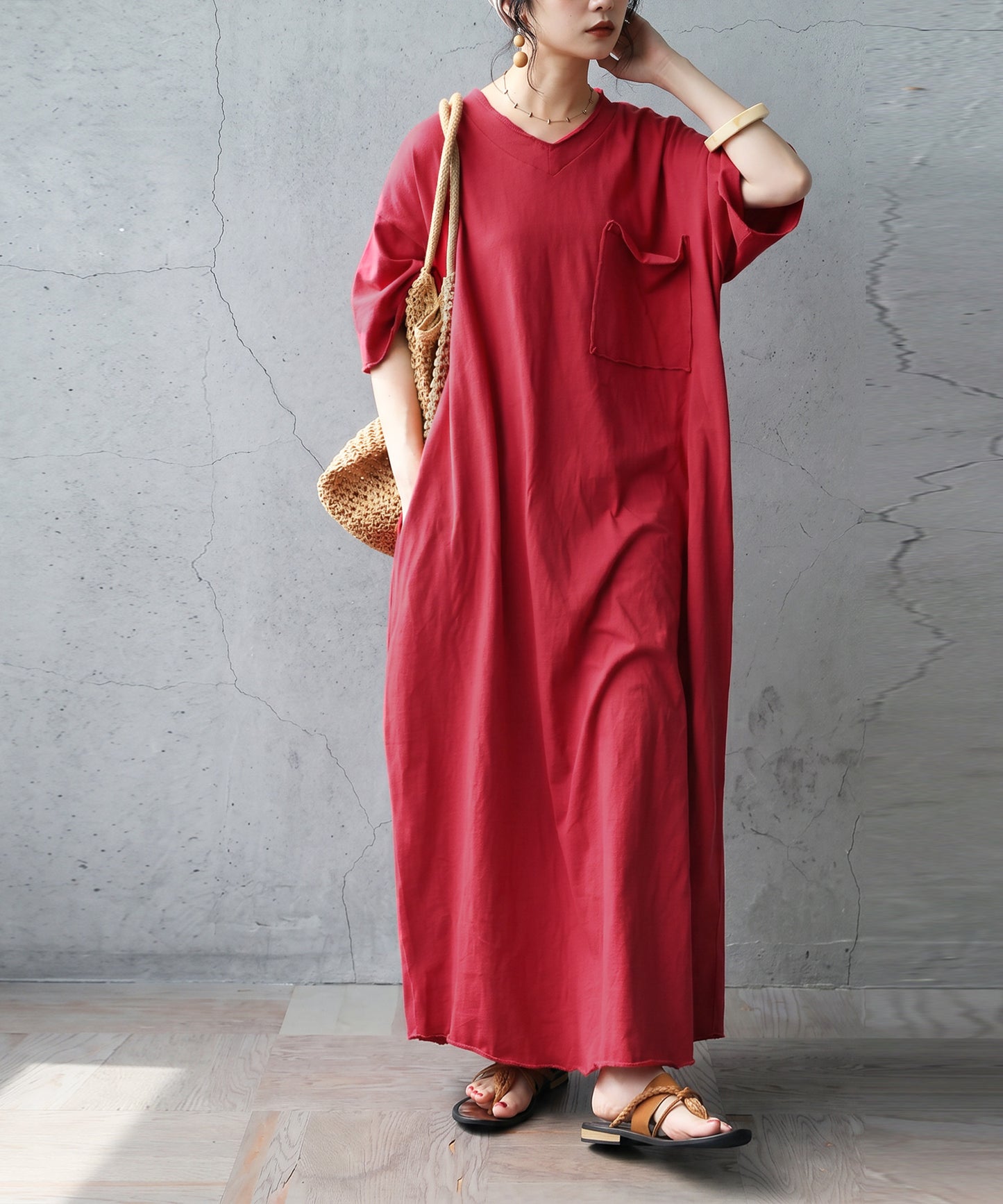 Long V-Neck Dress Ladies