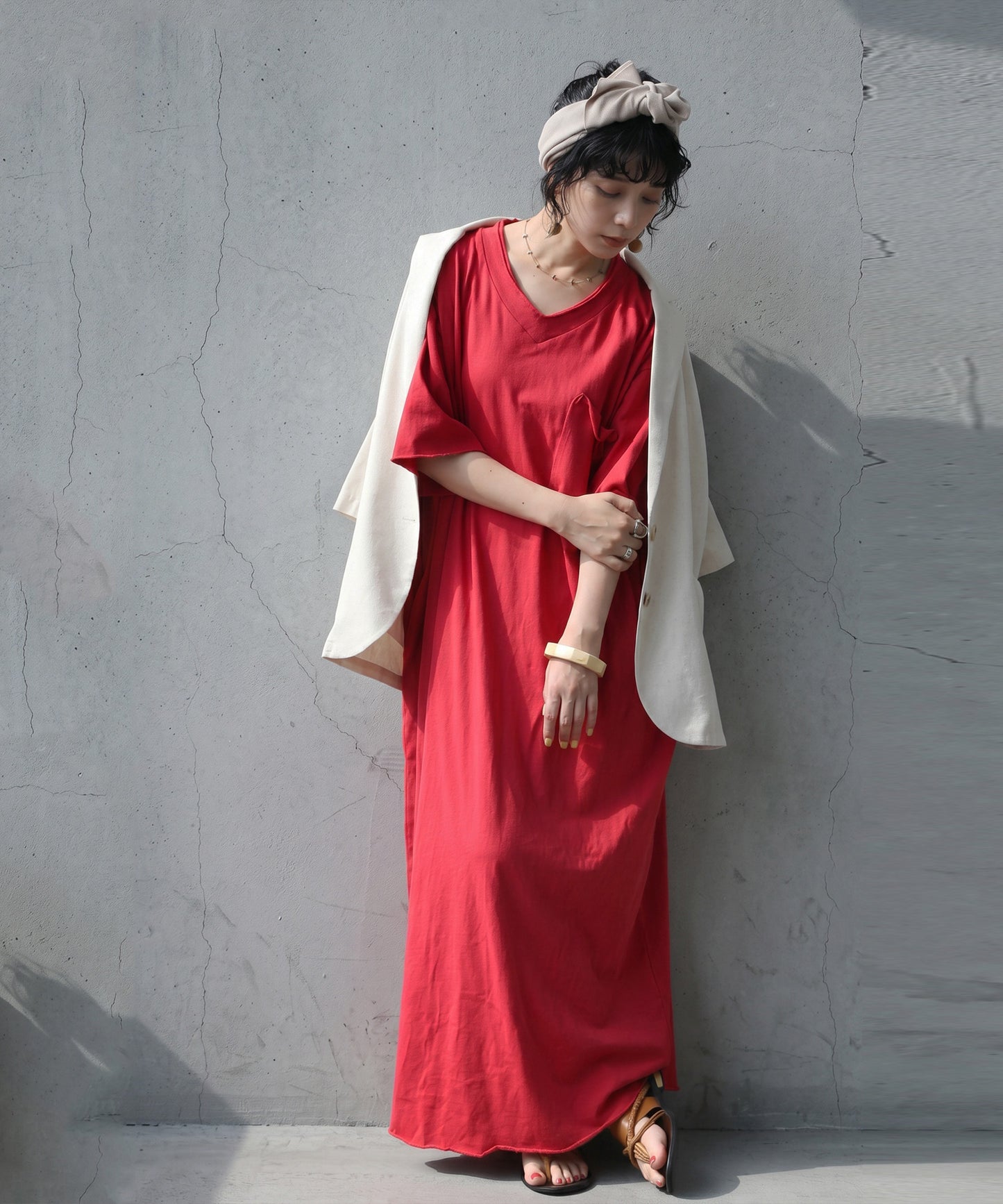 Long V-Neck Dress Ladies