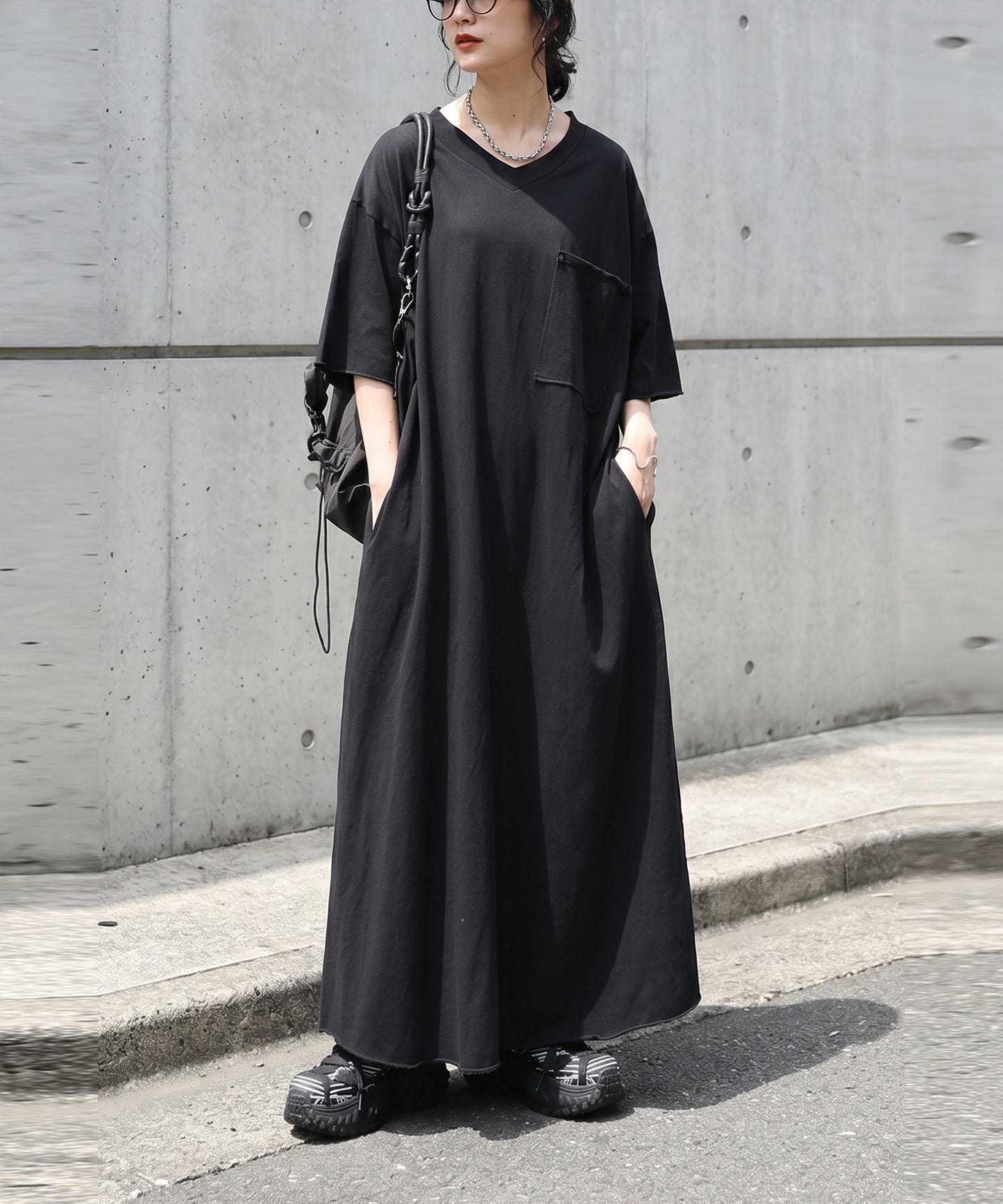 Long V-Neck Dress Ladies