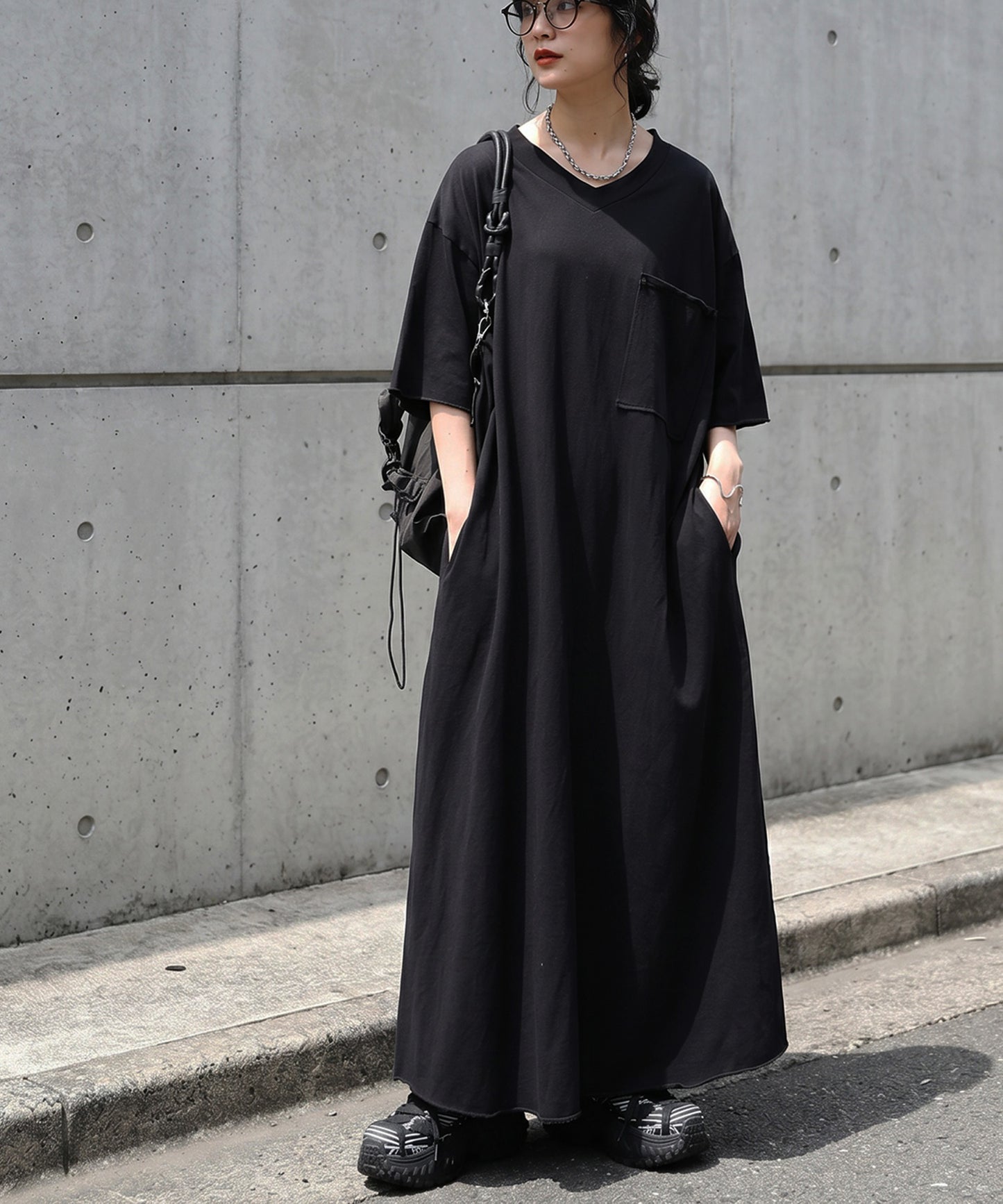 Long V-Neck Dress Ladies