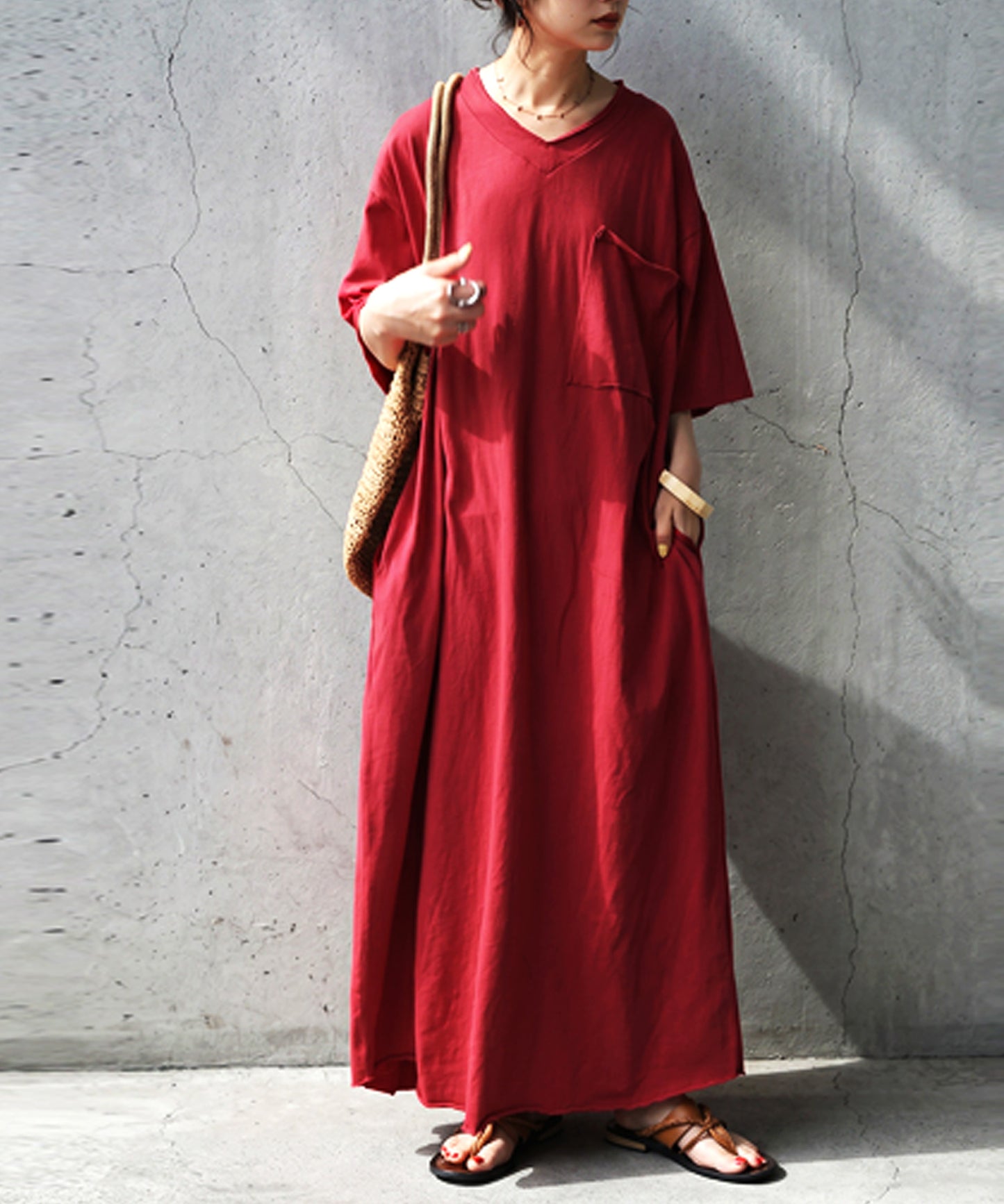 Long V-Neck Dress Ladies