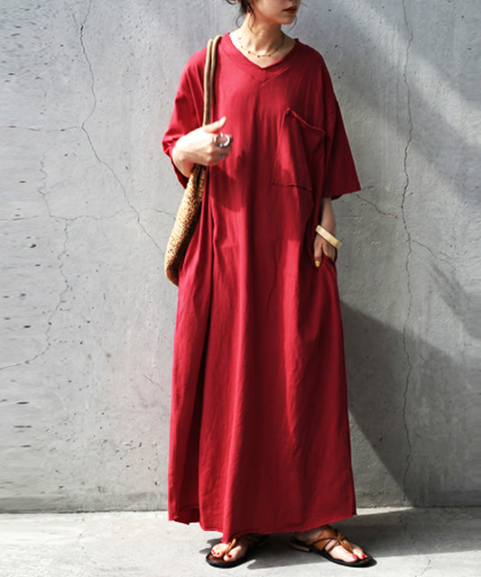 Long V-Neck Dress Ladies