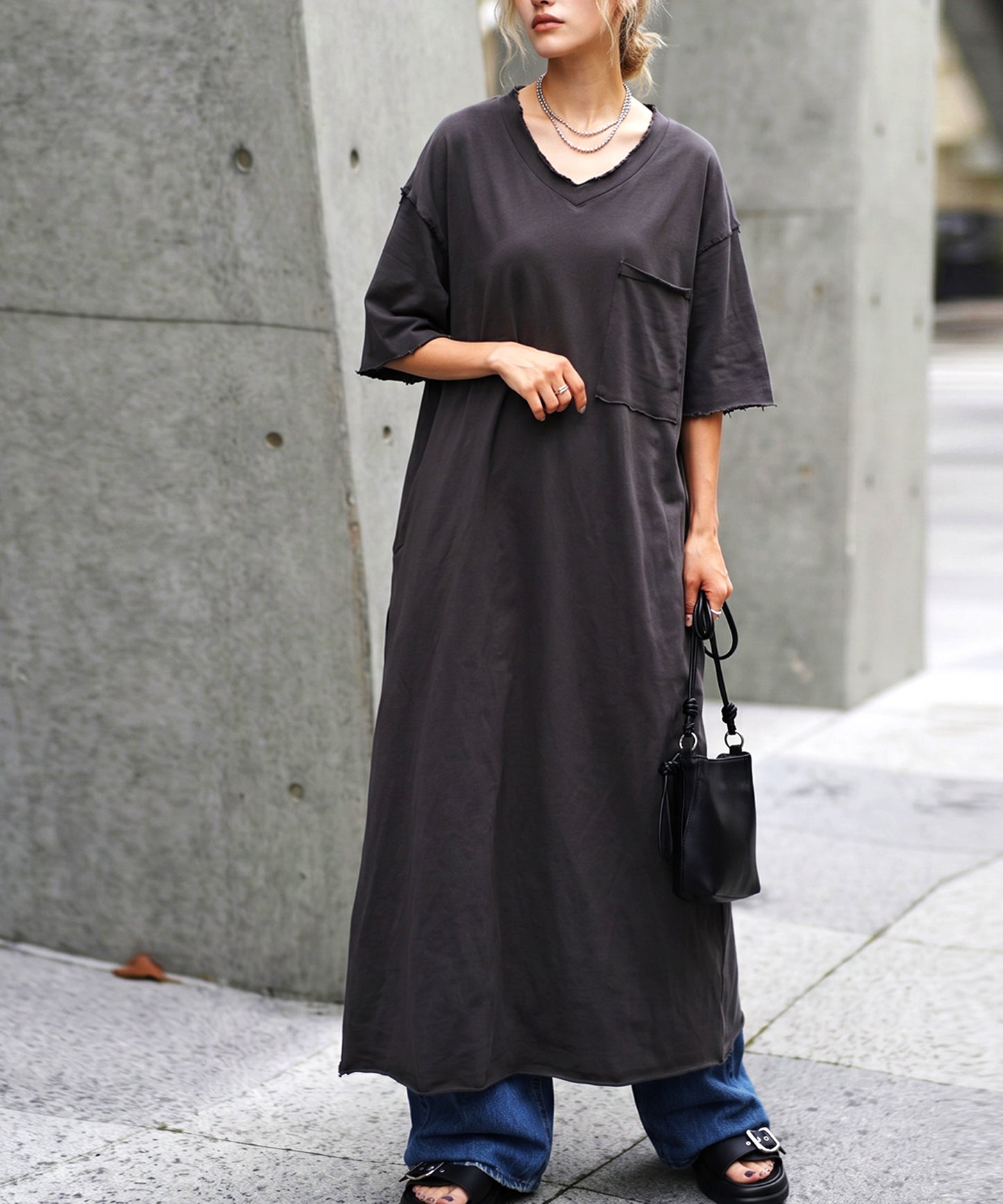 Long V-Neck Dress Ladies