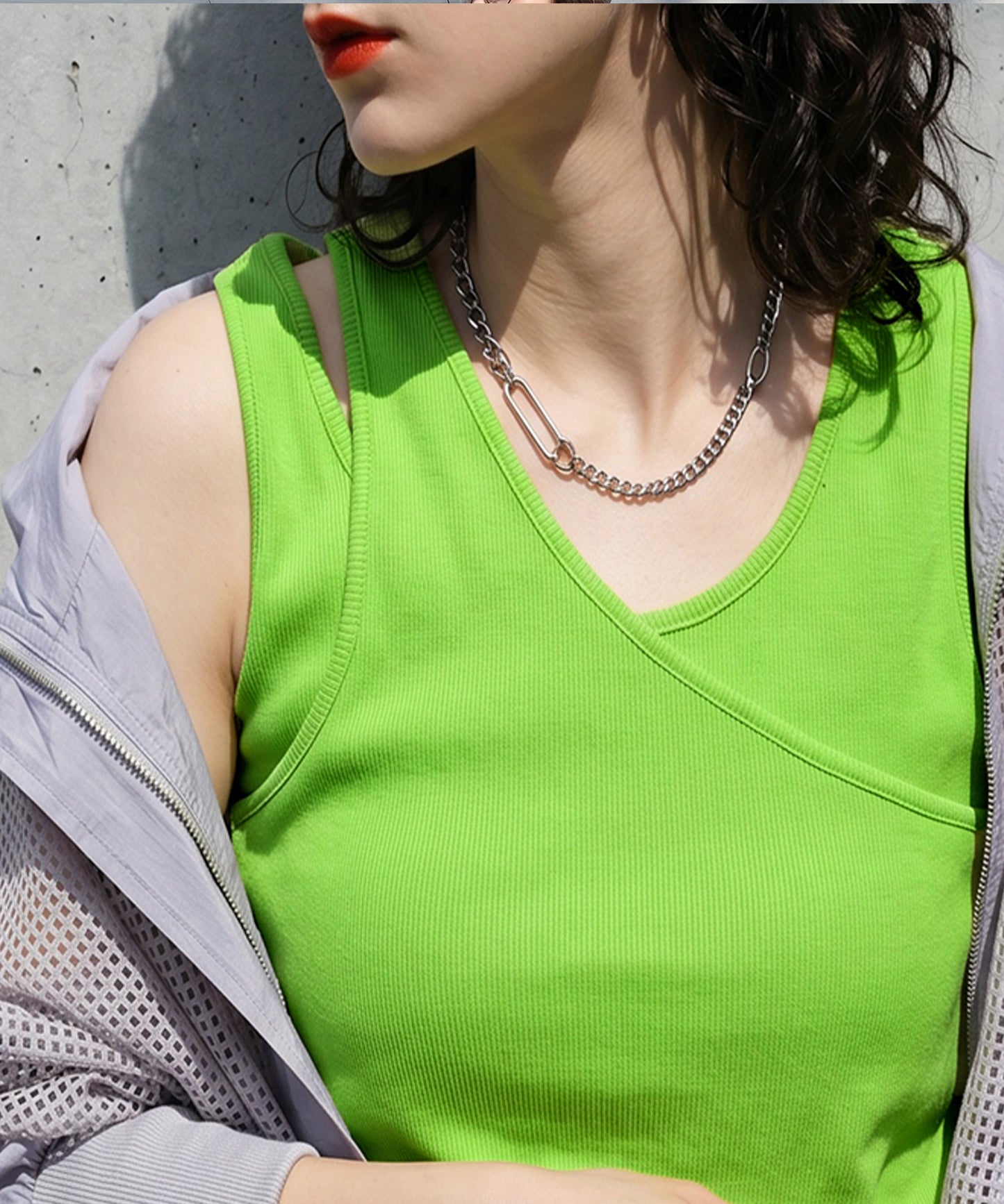 Cotton Blend V-Neck Tank Top Ladies