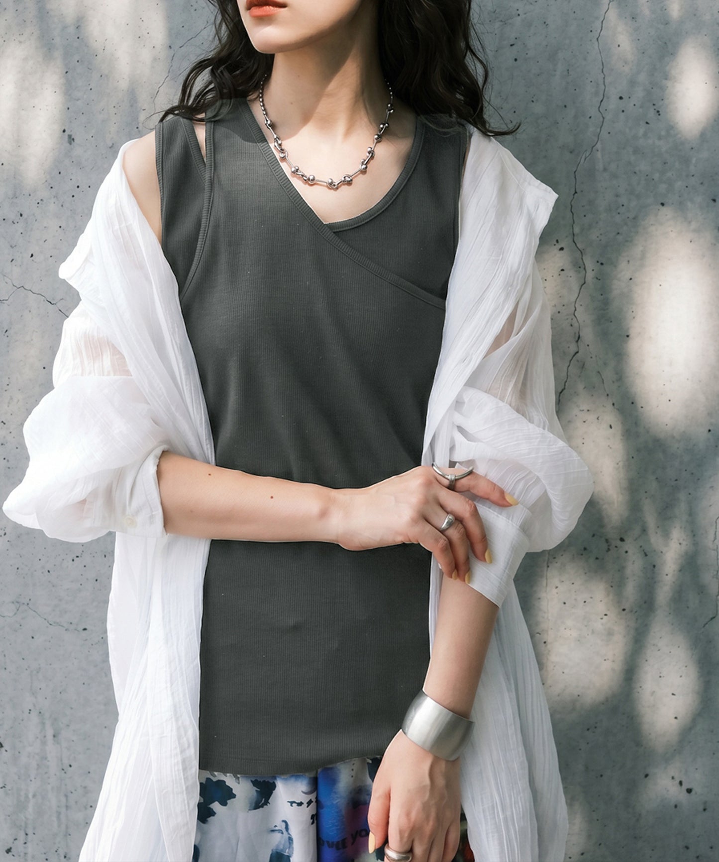 Cotton Blend V-Neck Tank Top Ladies