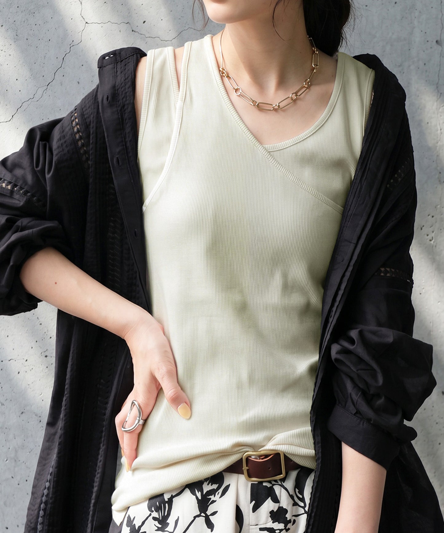 Cotton Blend V-Neck Tank Top Ladies