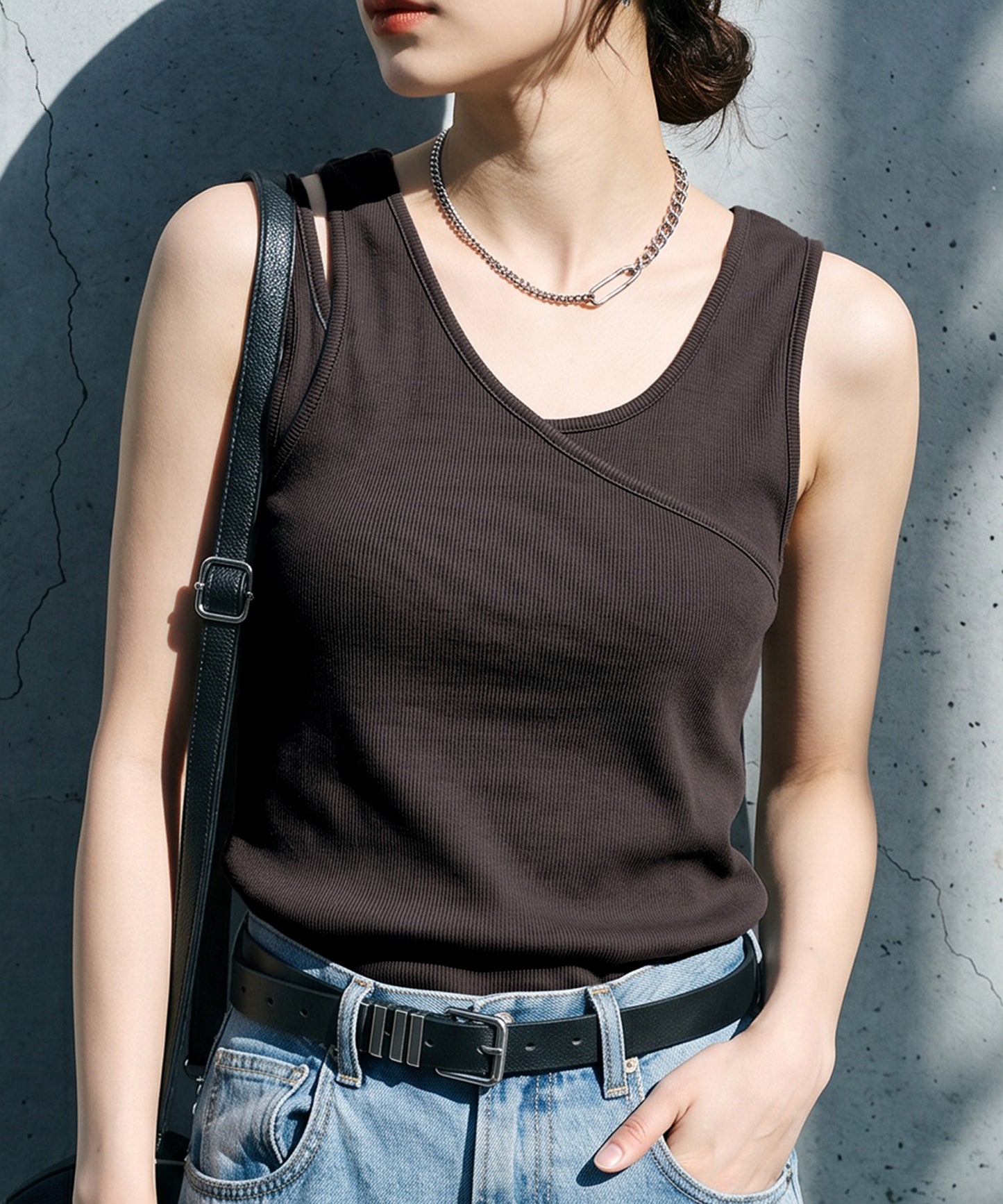 Cotton Blend V-Neck Tank Top Ladies