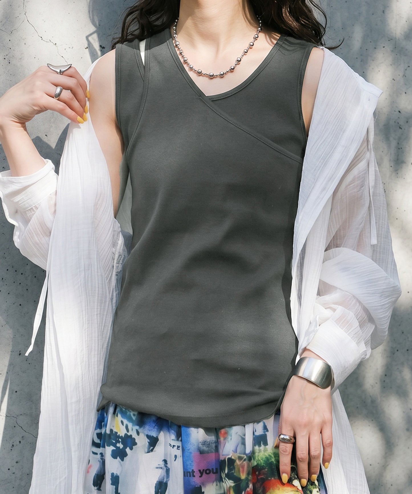 Cotton Blend V-Neck Tank Top Ladies