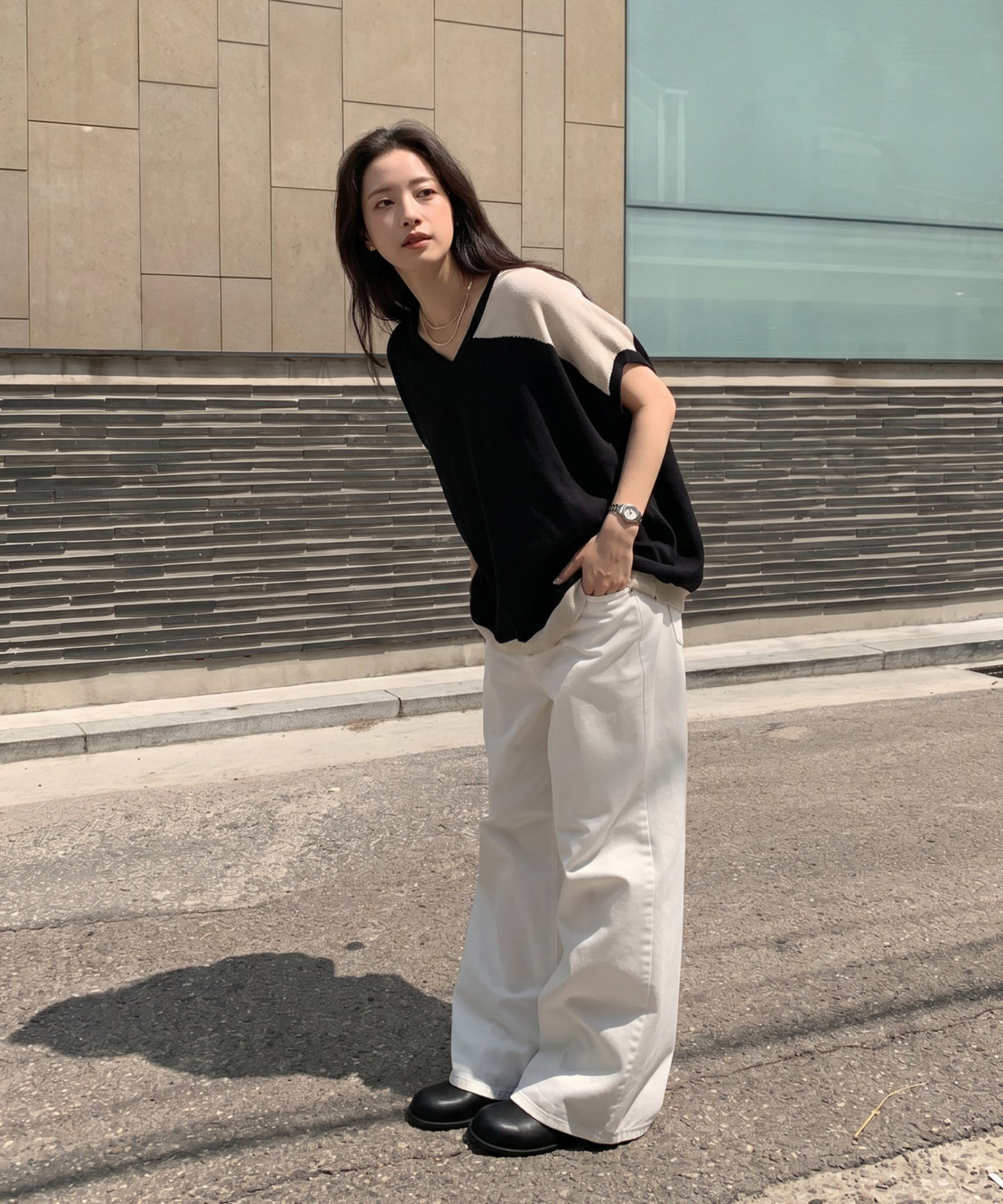 Color-Blocked Summer Knit Ladies