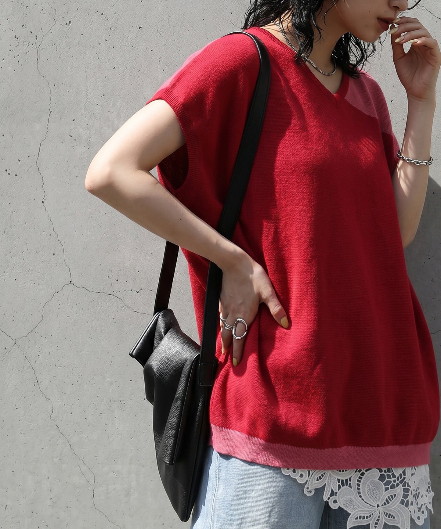 Color-Blocked Summer Knit Ladies