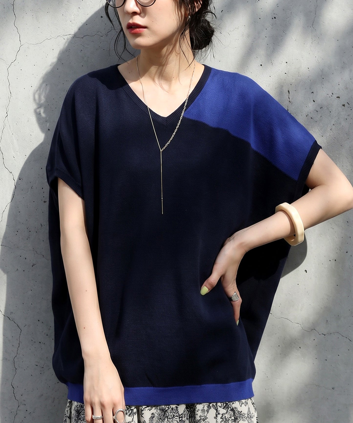 Color-Blocked Summer Knit Ladies