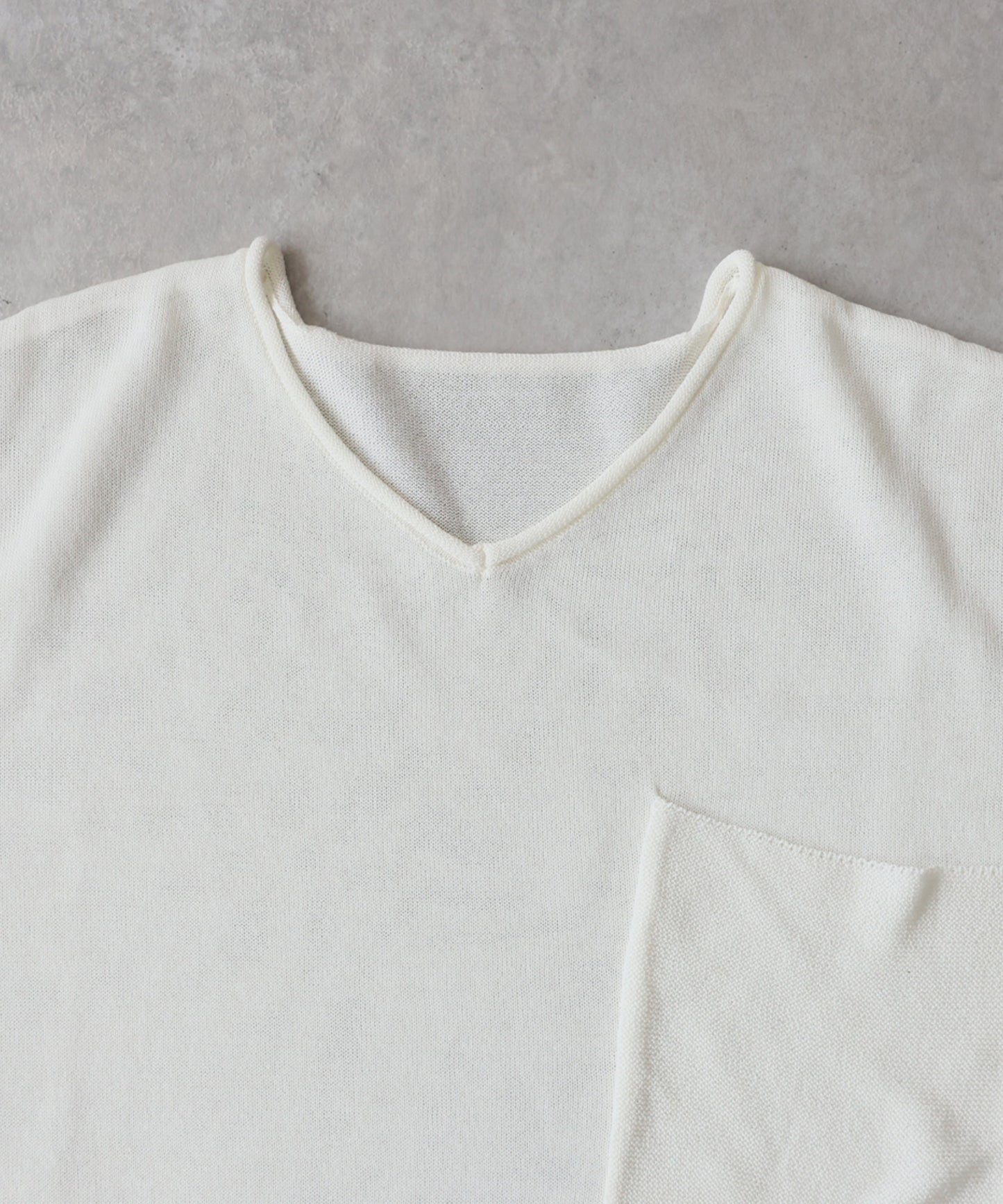 V-Neck Sheer Knit T-Shirt Ladies
