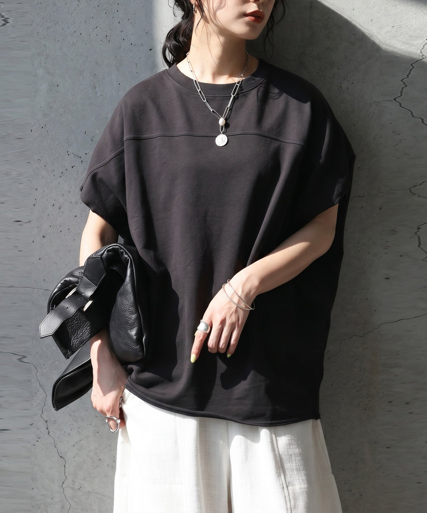 100% Cotton Short-Sleeve Plain Crew Neck Cut And Sewn Top Ladies