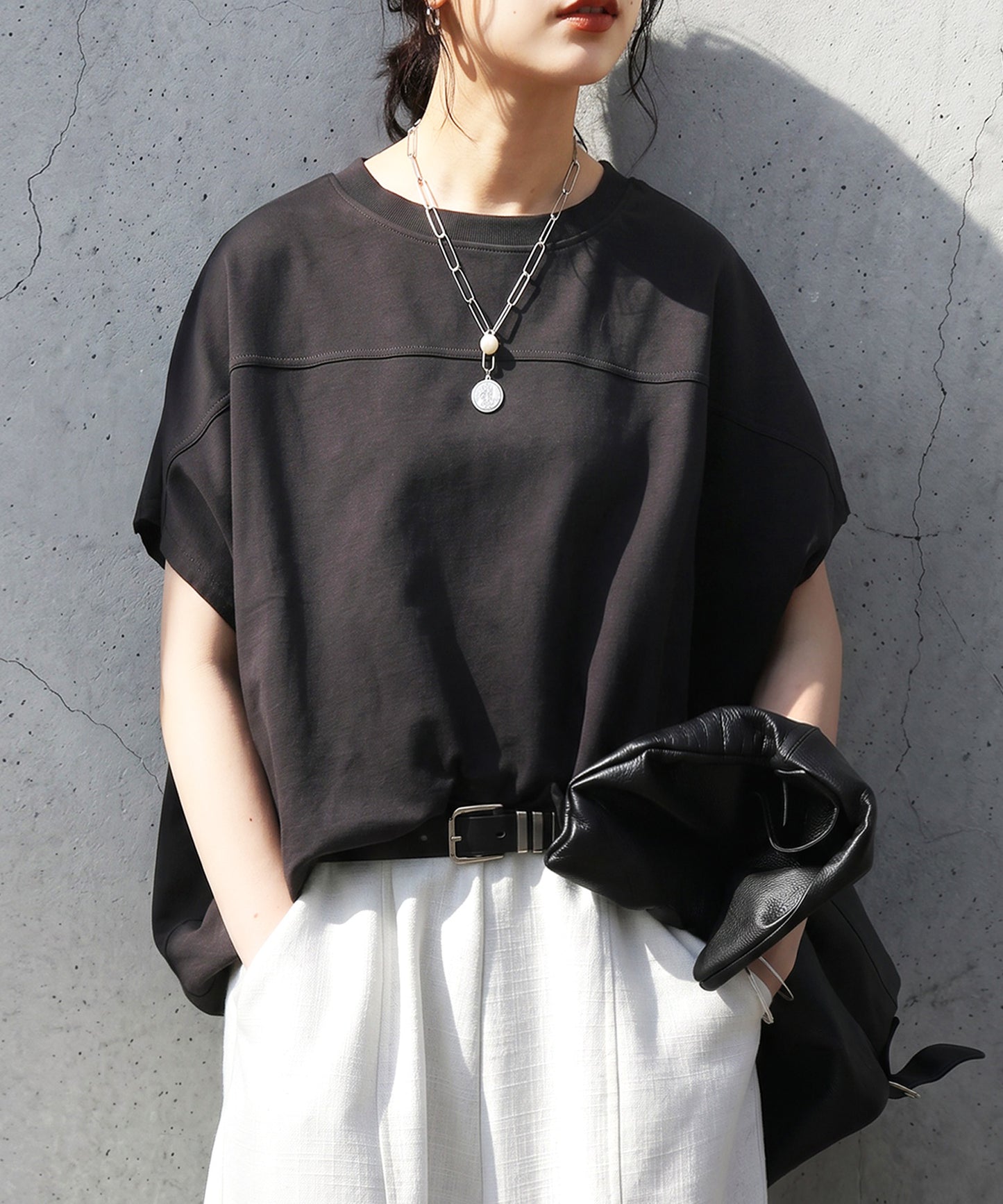 100% Cotton Short-Sleeve Plain Crew Neck Cut And Sewn Top Ladies