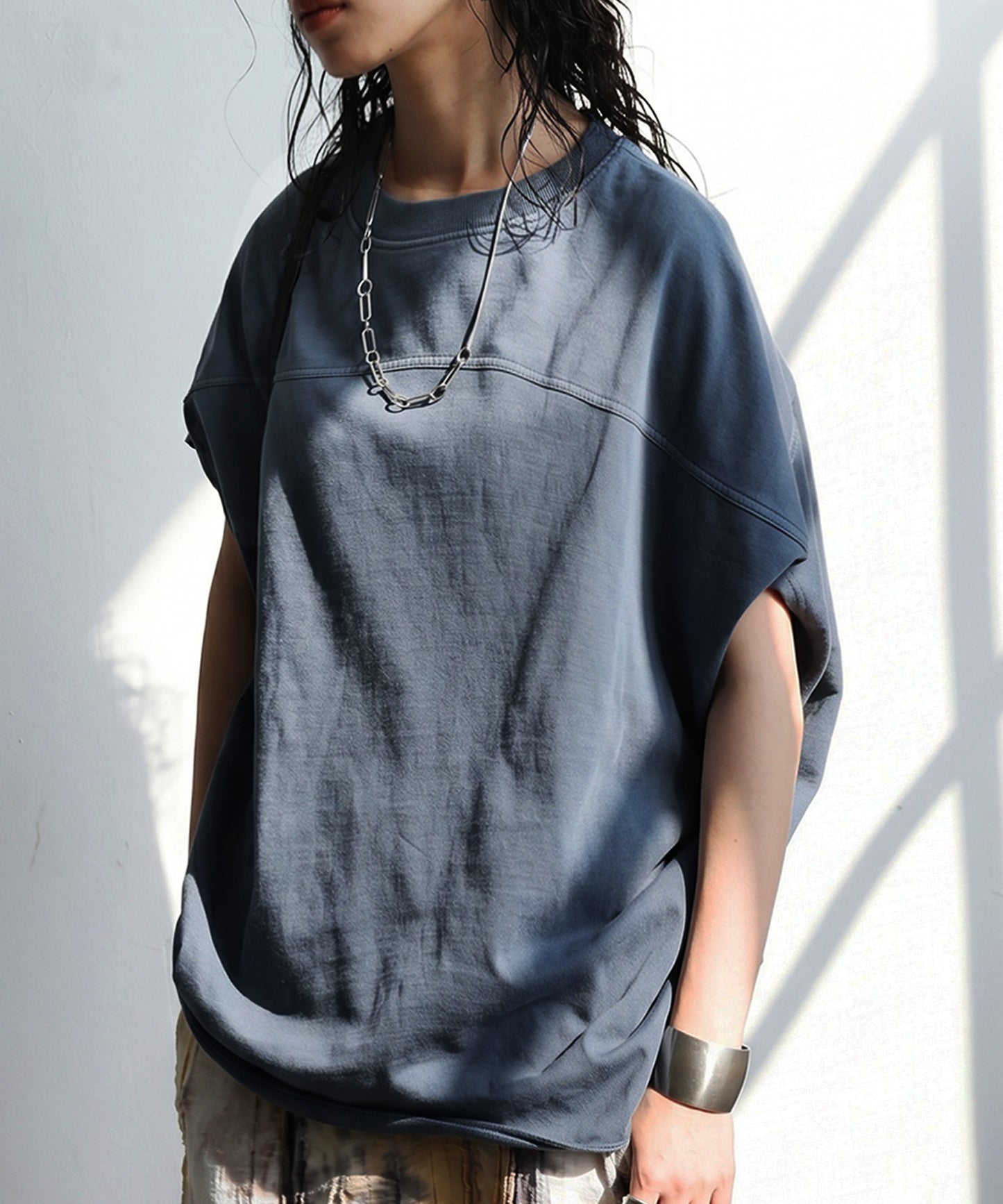 100% Cotton Short-Sleeve Plain Crew Neck Cut And Sewn Top Ladies