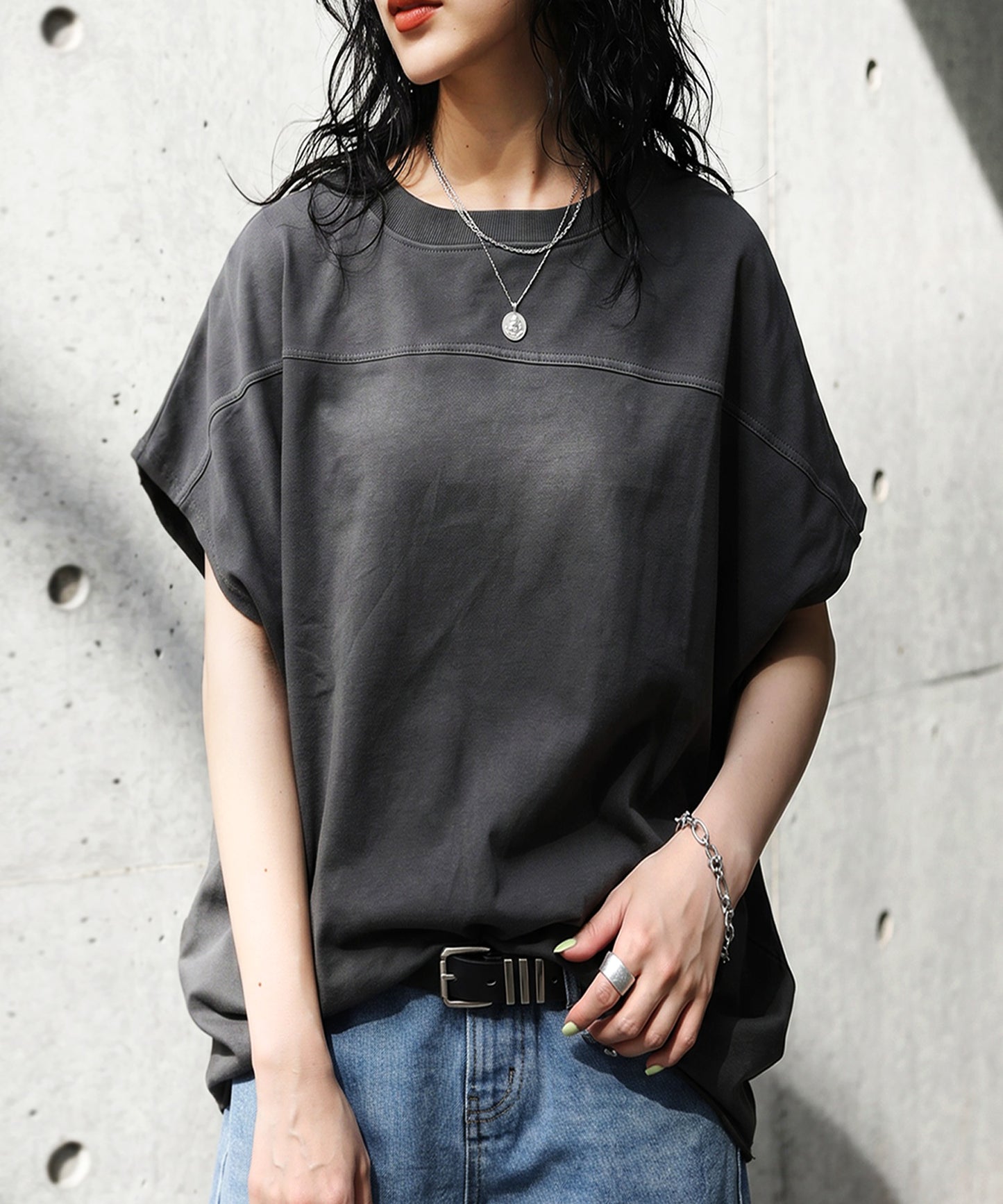 100% Cotton Short-Sleeve Plain Crew Neck Cut And Sewn Top Ladies