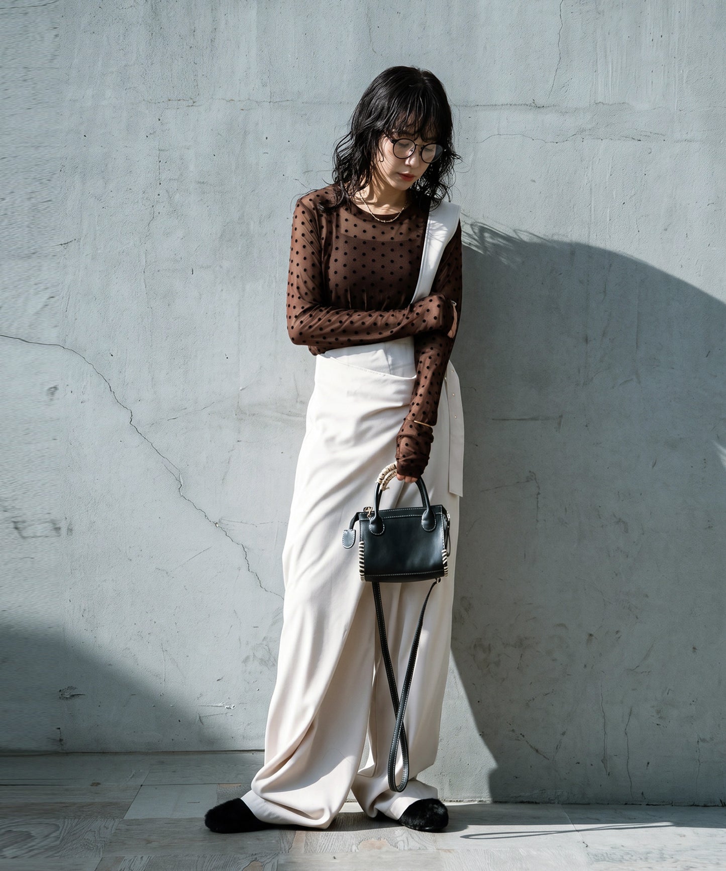 Polka Dot Sheer Layered Cut And Sew Top Ladies