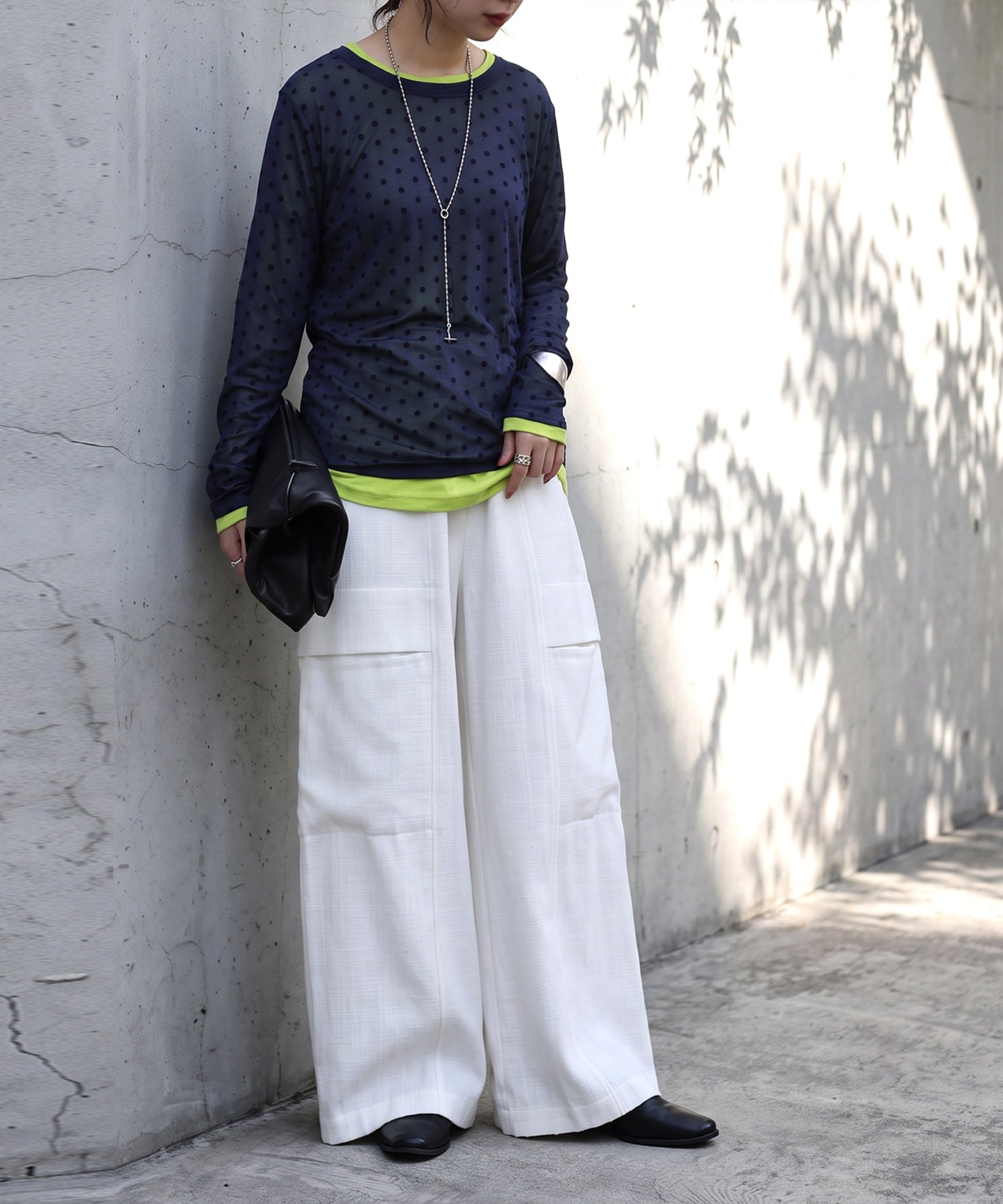 Polka Dot Sheer Layered Cut And Sew Top Ladies