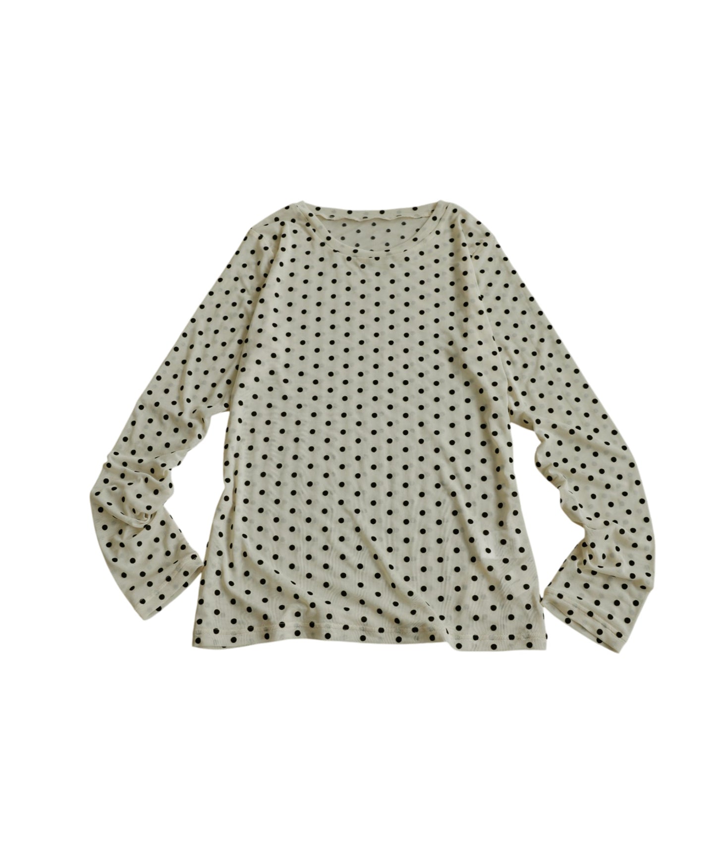 Polka Dot Sheer Layered Cut And Sew Top Ladies