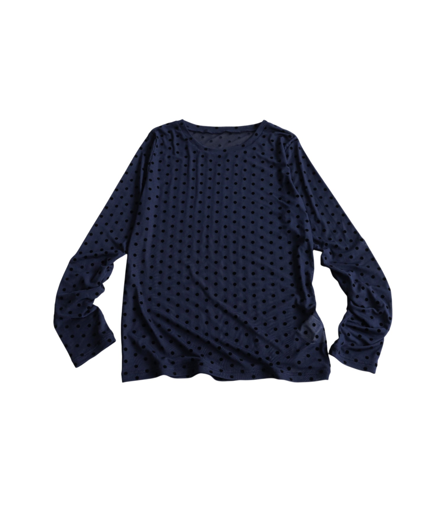 Polka Dot Sheer Layered Cut And Sew Top Ladies