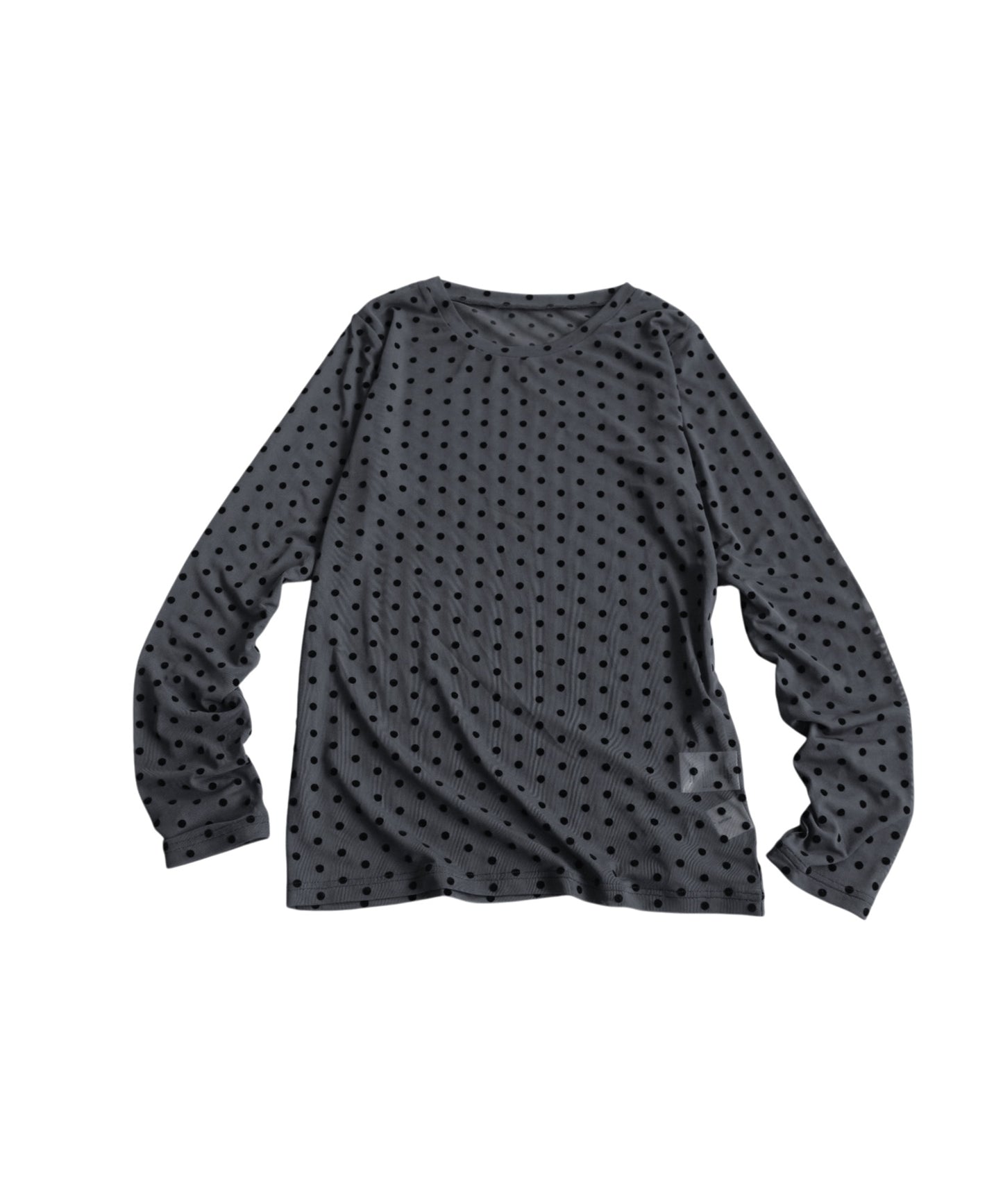 Polka Dot Sheer Layered Cut And Sew Top Ladies