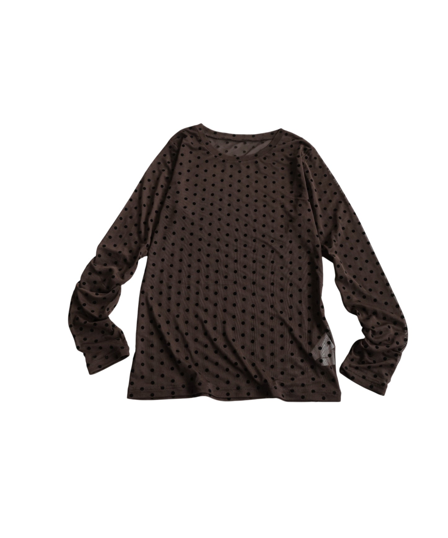 Polka Dot Sheer Layered Cut And Sew Top Ladies