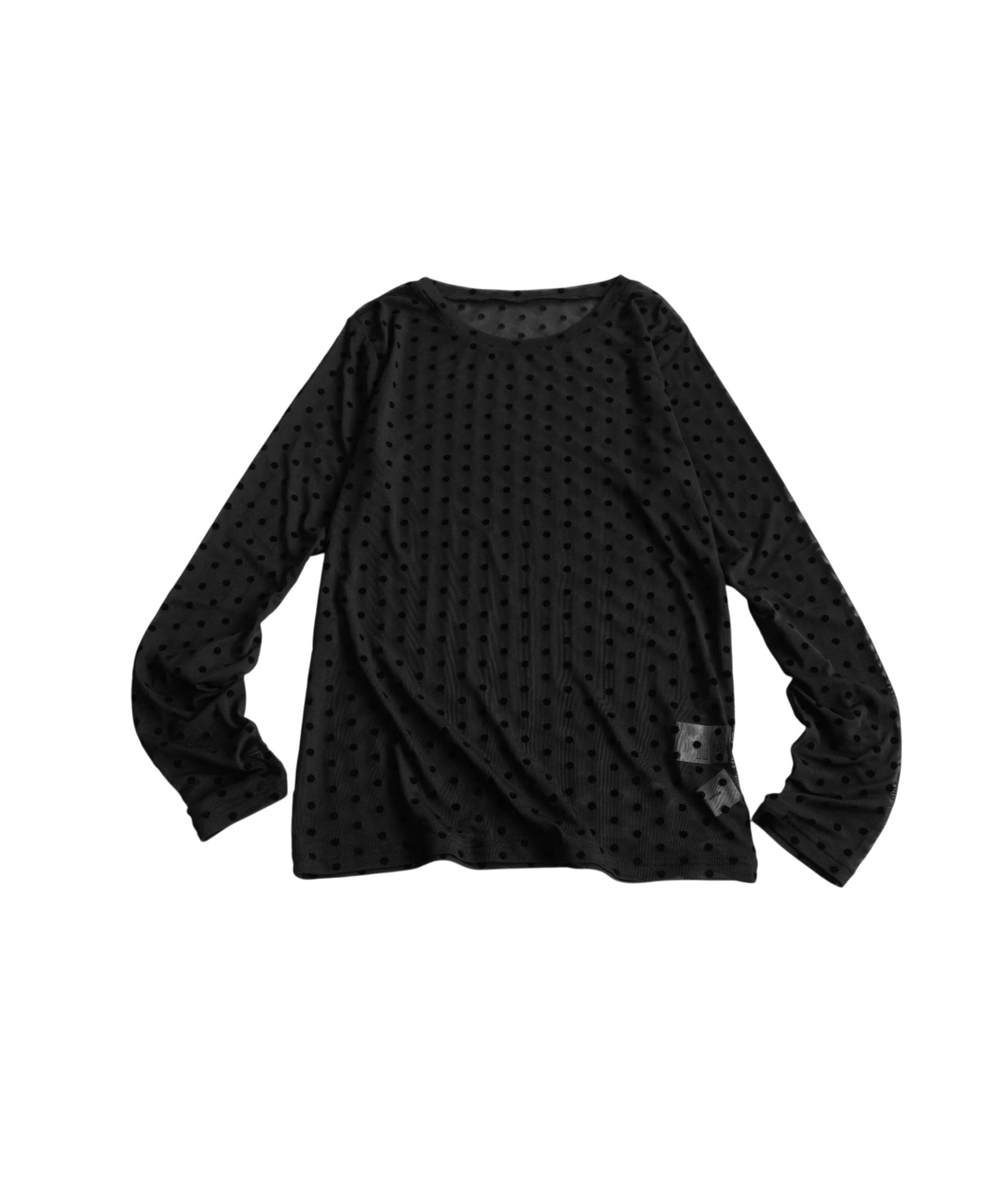 Polka Dot Sheer Layered Cut And Sew Top Ladies