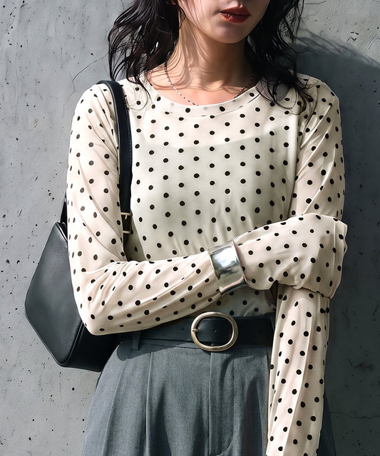 Polka Dot Sheer Layered Cut And Sew Top Ladies