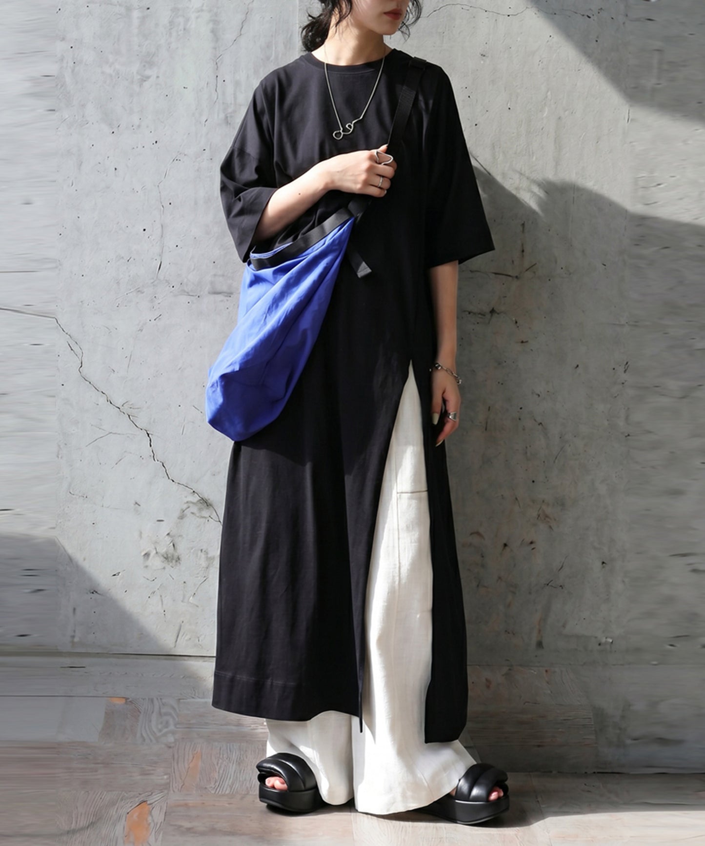 Sweat-Stain Resistant 100% Cotton Crew Neck Long Dress Ladies