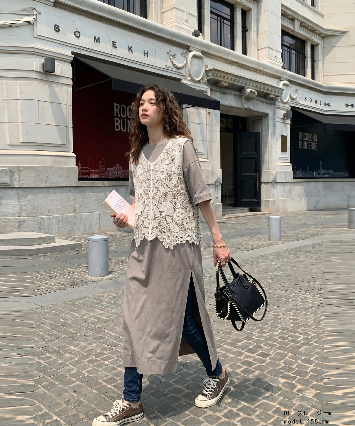 Sweat-Stain Resistant 100% Cotton Crew Neck Long Dress Ladies