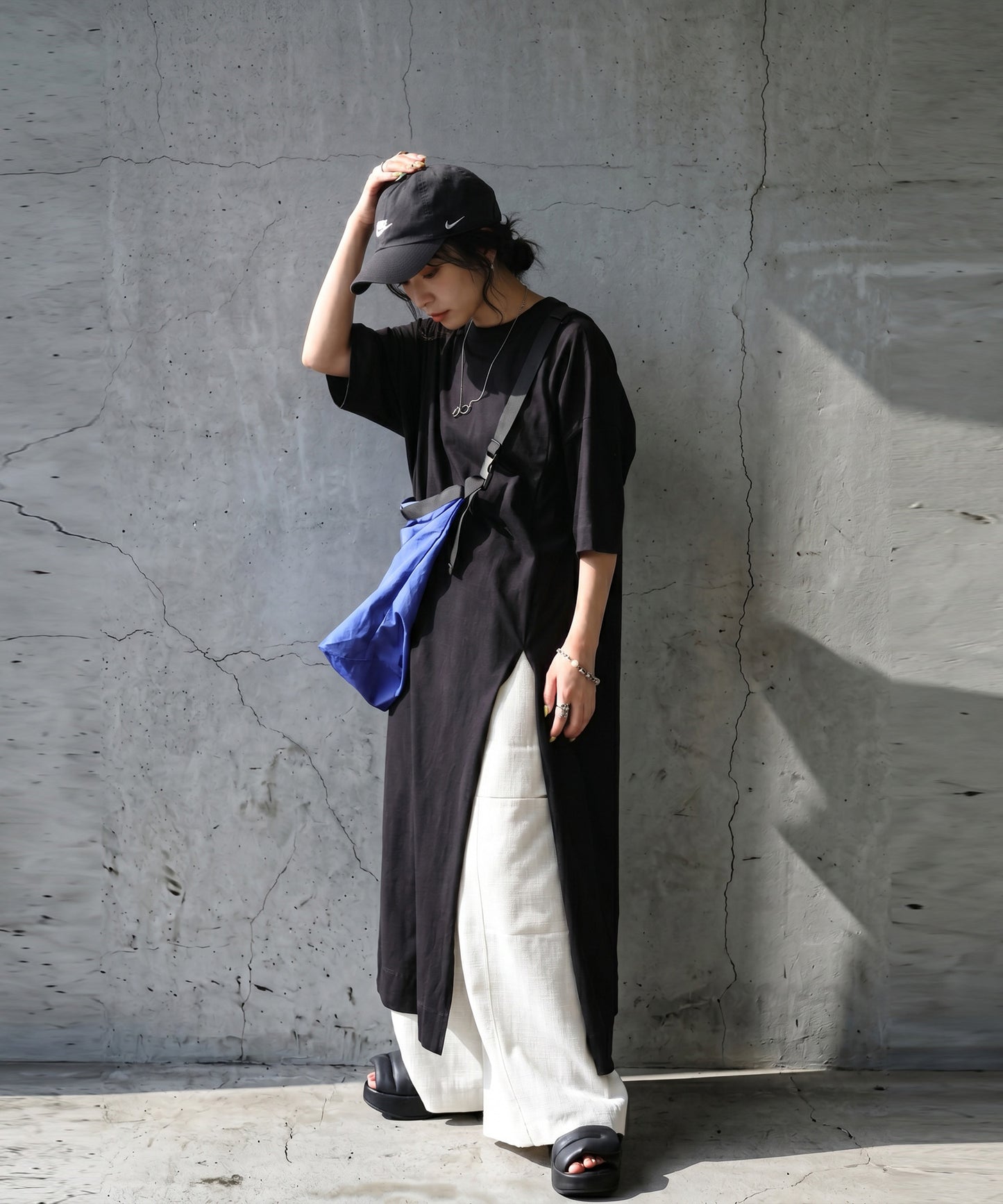 Sweat-Stain Resistant 100% Cotton Crew Neck Long Dress Ladies
