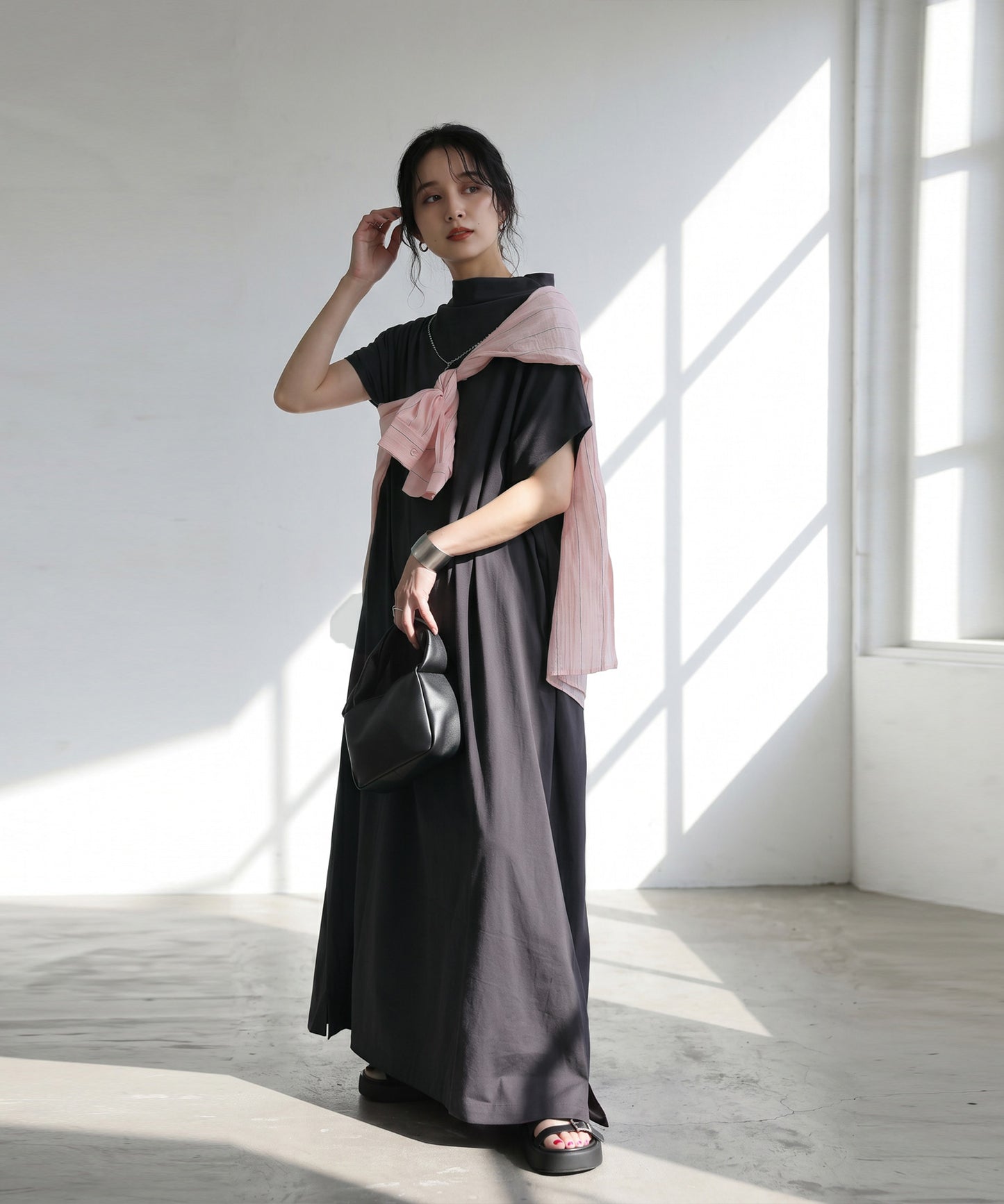 100% Cotton Bottleneck Wrench Sleeve Dress Ladies