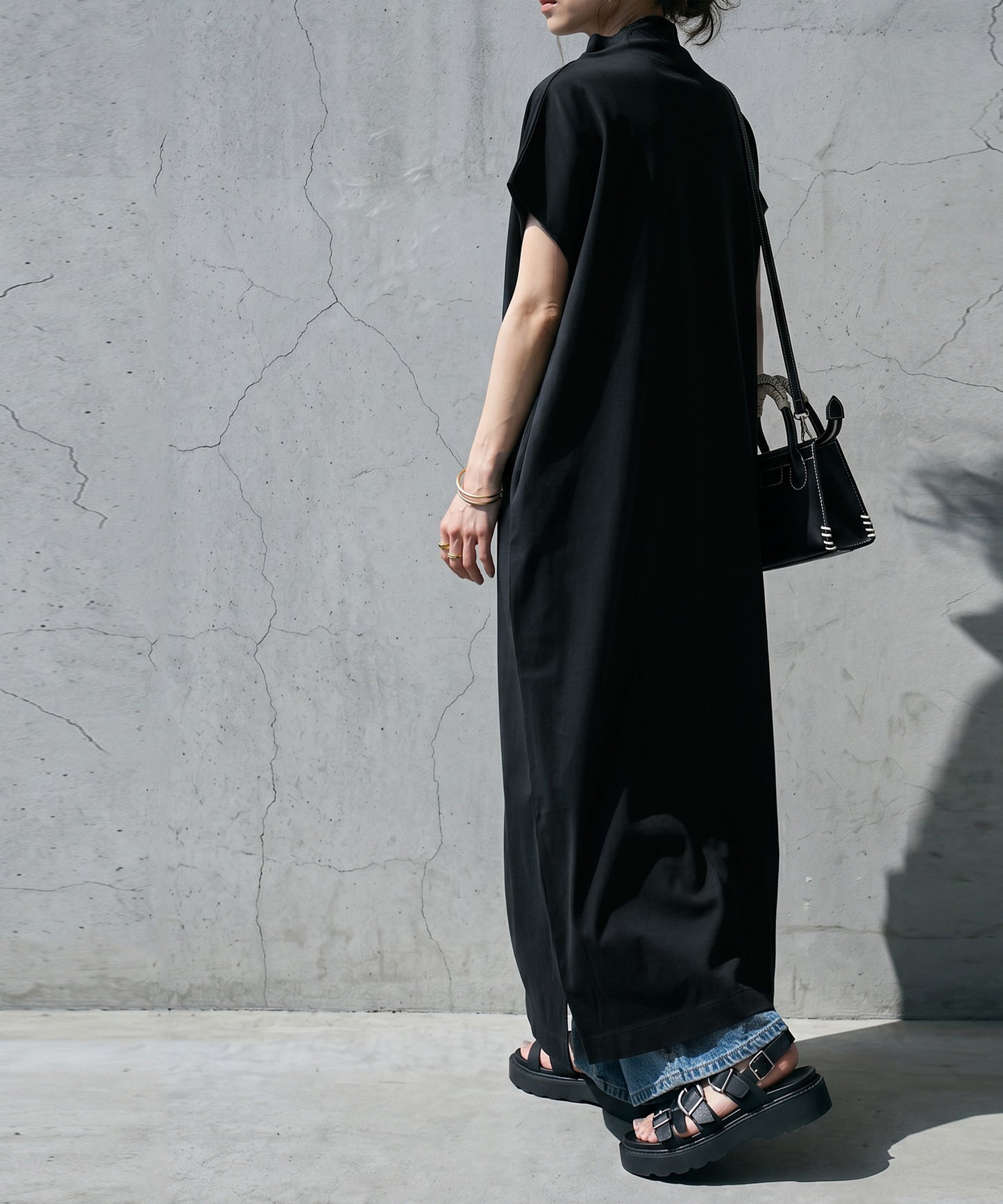 100% Cotton Bottleneck Wrench Sleeve Dress Ladies