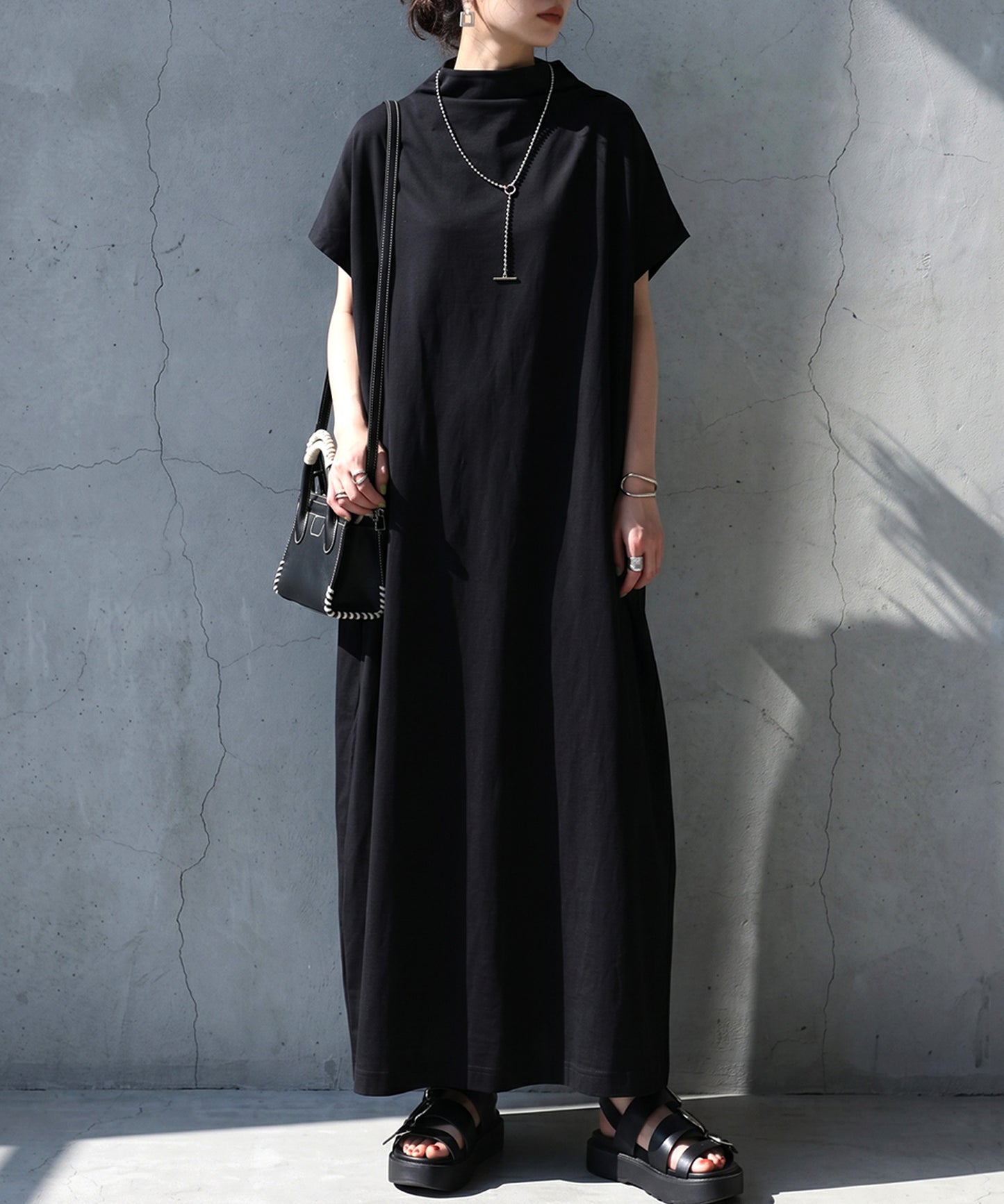 100% Cotton Bottleneck Wrench Sleeve Dress Ladies