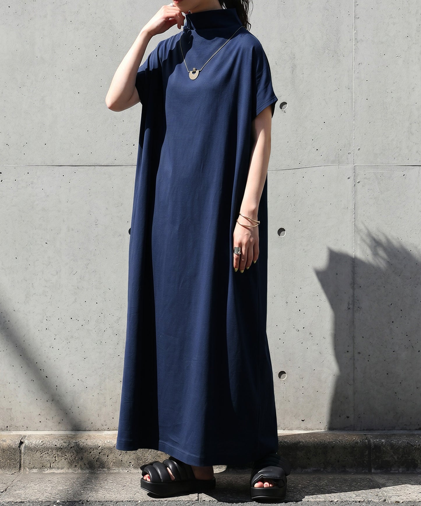 100% Cotton Bottleneck Wrench Sleeve Dress Ladies