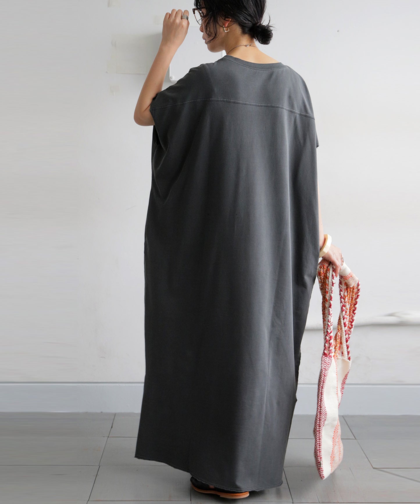 French Sleeve Pigment Dyed 100% Cotton Dress Ladies