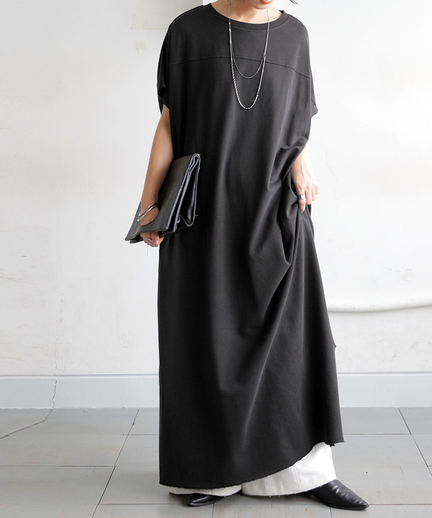 French Sleeve Pigment Dyed 100% Cotton Dress Ladies