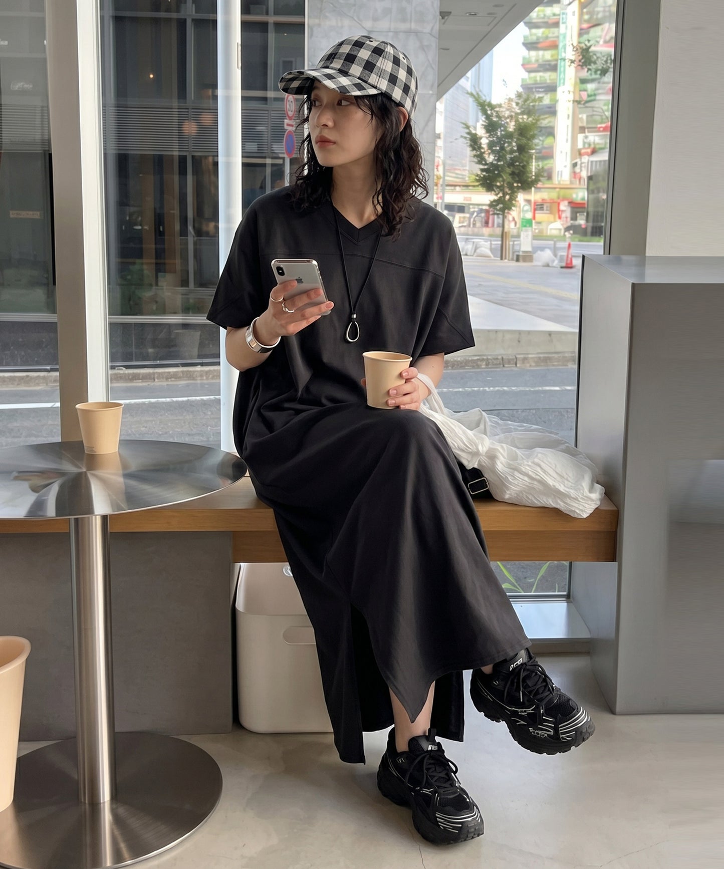French Sleeve Pigment Dyed 100% Cotton Dress Ladies