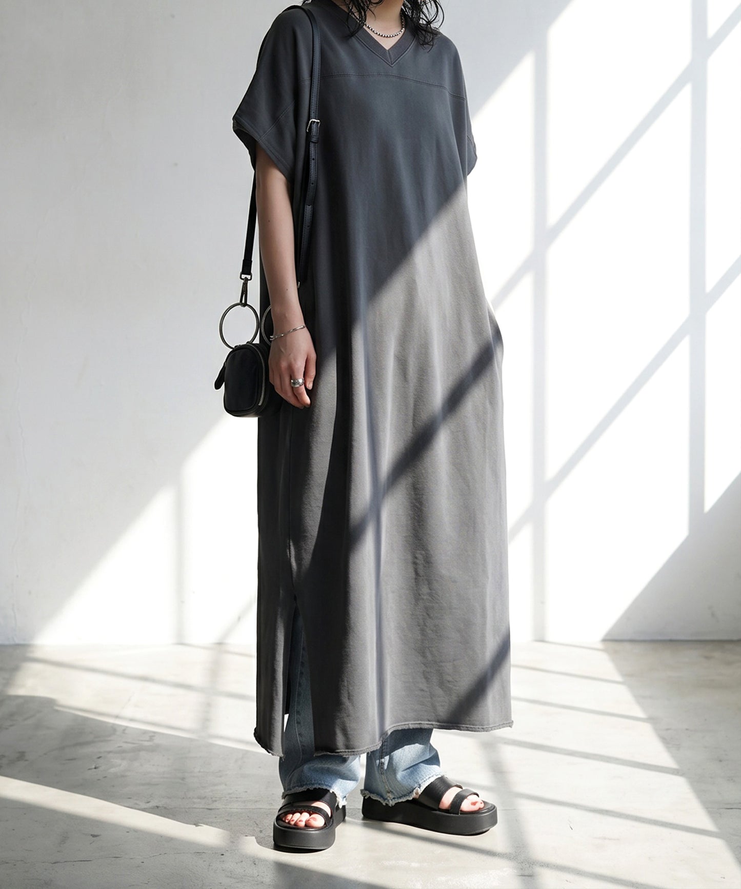 French Sleeve Pigment Dyed 100% Cotton Dress Ladies