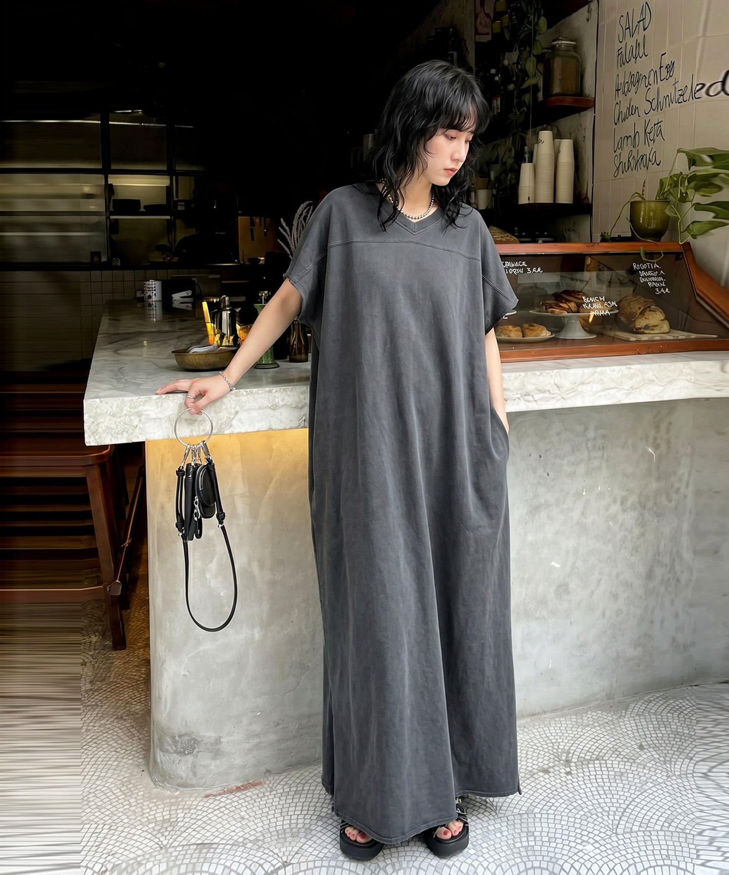 French Sleeve Pigment Dyed 100% Cotton Dress Ladies