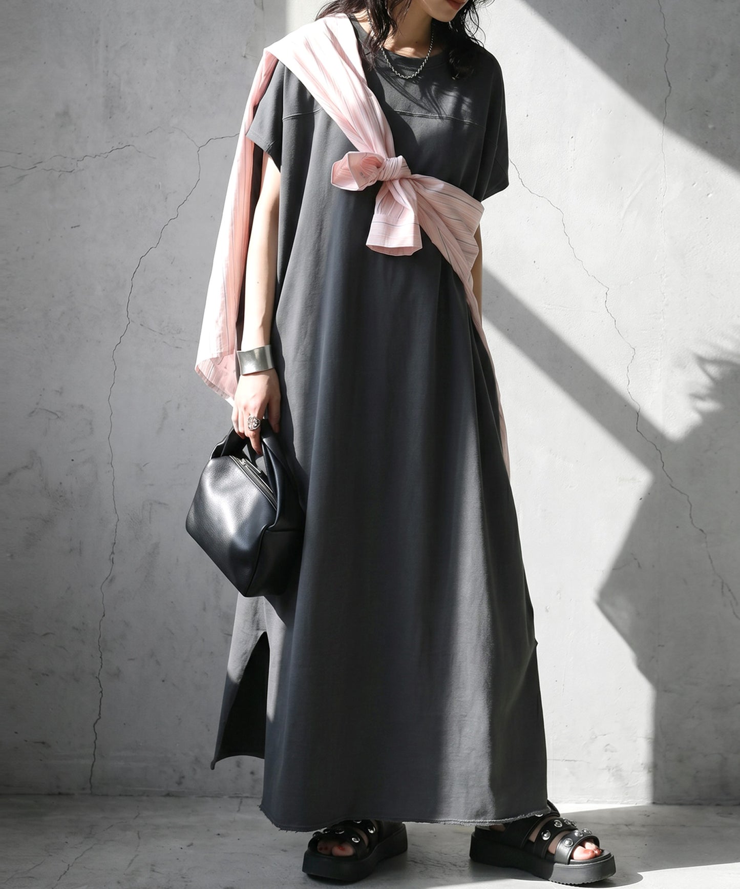 French Sleeve Pigment Dyed 100% Cotton Dress Ladies