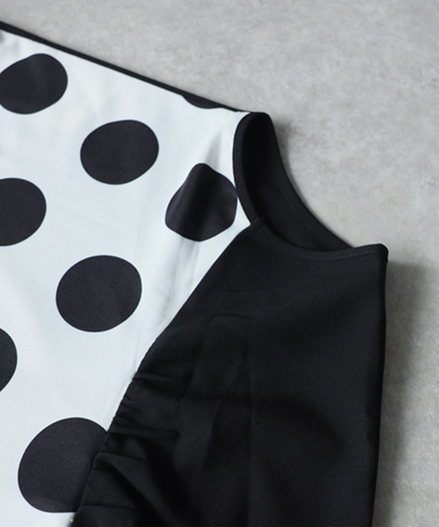 Mixed-Material, Polka Dot Pattern, Color-Blocked Dolman Dress Ladies